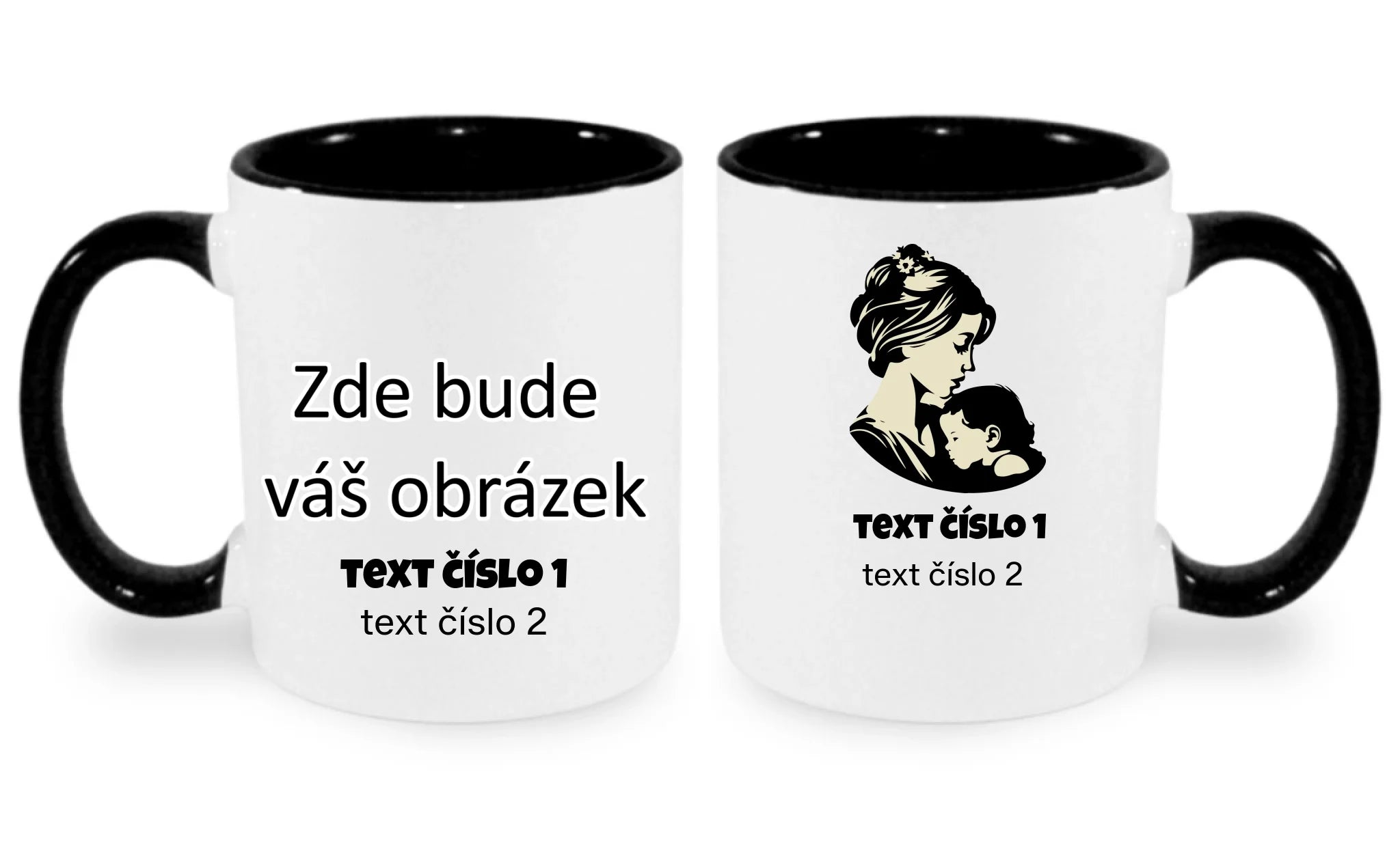 HRNÍČEK s motivem NEJ MÁMA (výběr z 10+ obrázků, možnost doplnit vlastní texty) oboustranný potisk hrníček Bílá černá 330 ml