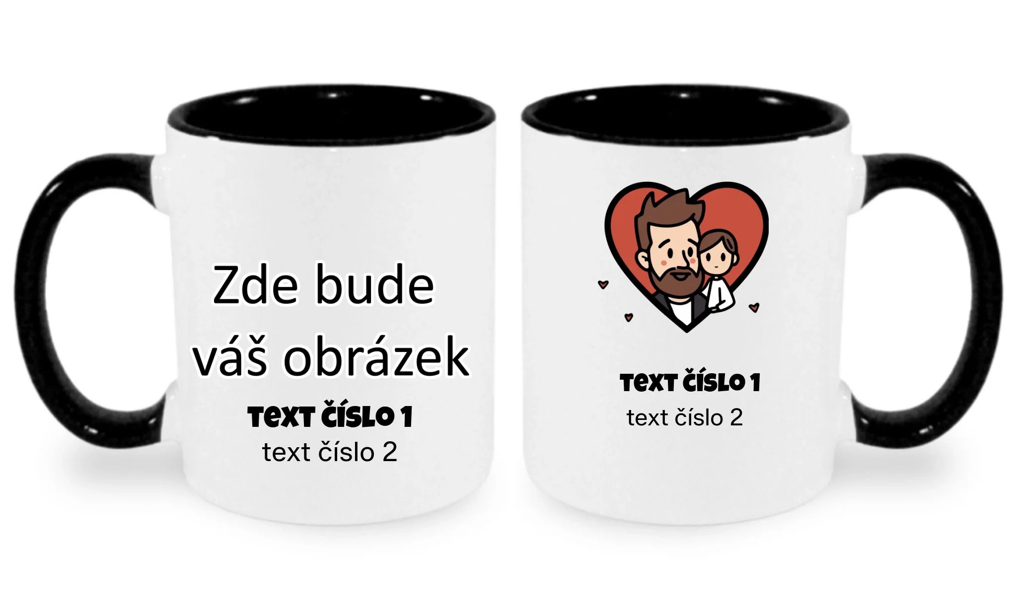 HRNÍČEK s motivem NEJ TÁTA (výběr z 10+ obrázků, možnost doplnit vlastní texty) oboustranný potisk hrníček Bílá černá 330 ml