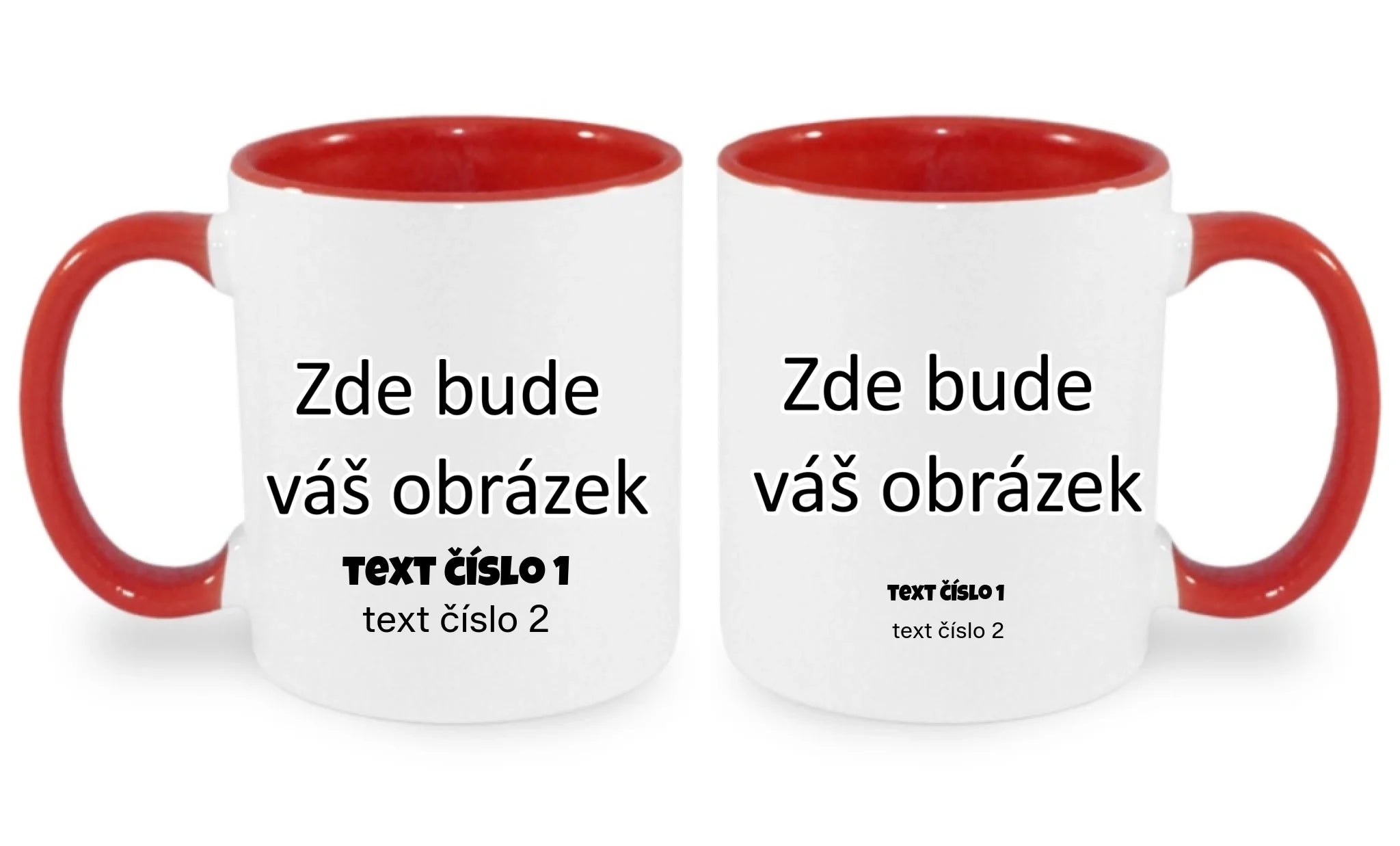 HRNÍČEK BAREVNÝ s vaším motivem/fotkou oboustranný potisk hrníček Bílá červená 330 ml