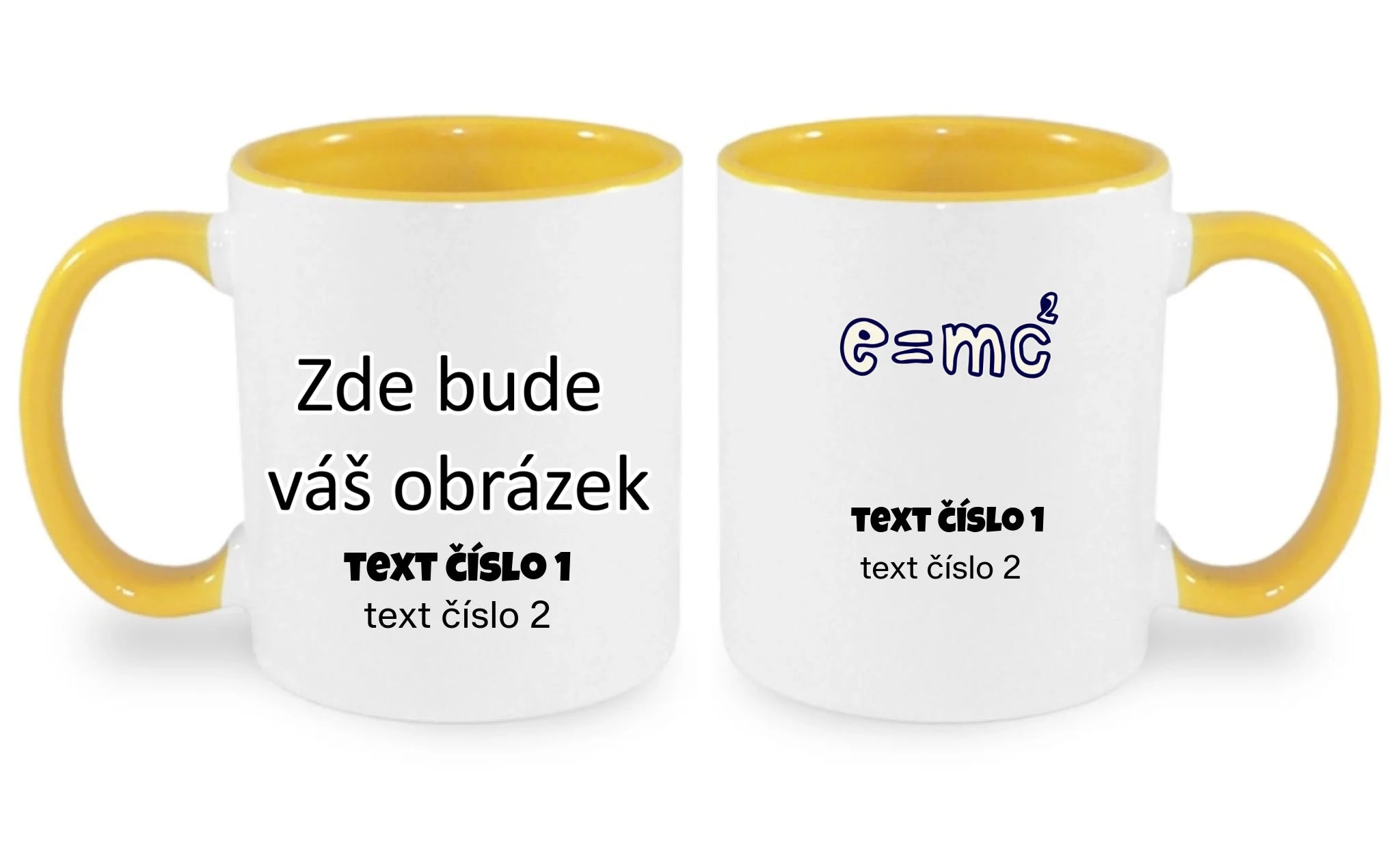 HRNÍČEK s motivem UČITEL (výběr z 10+ obrázků, možnost doplnit vlastní texty) oboustranný potisk hrníček Bílá žlutá 330 ml
