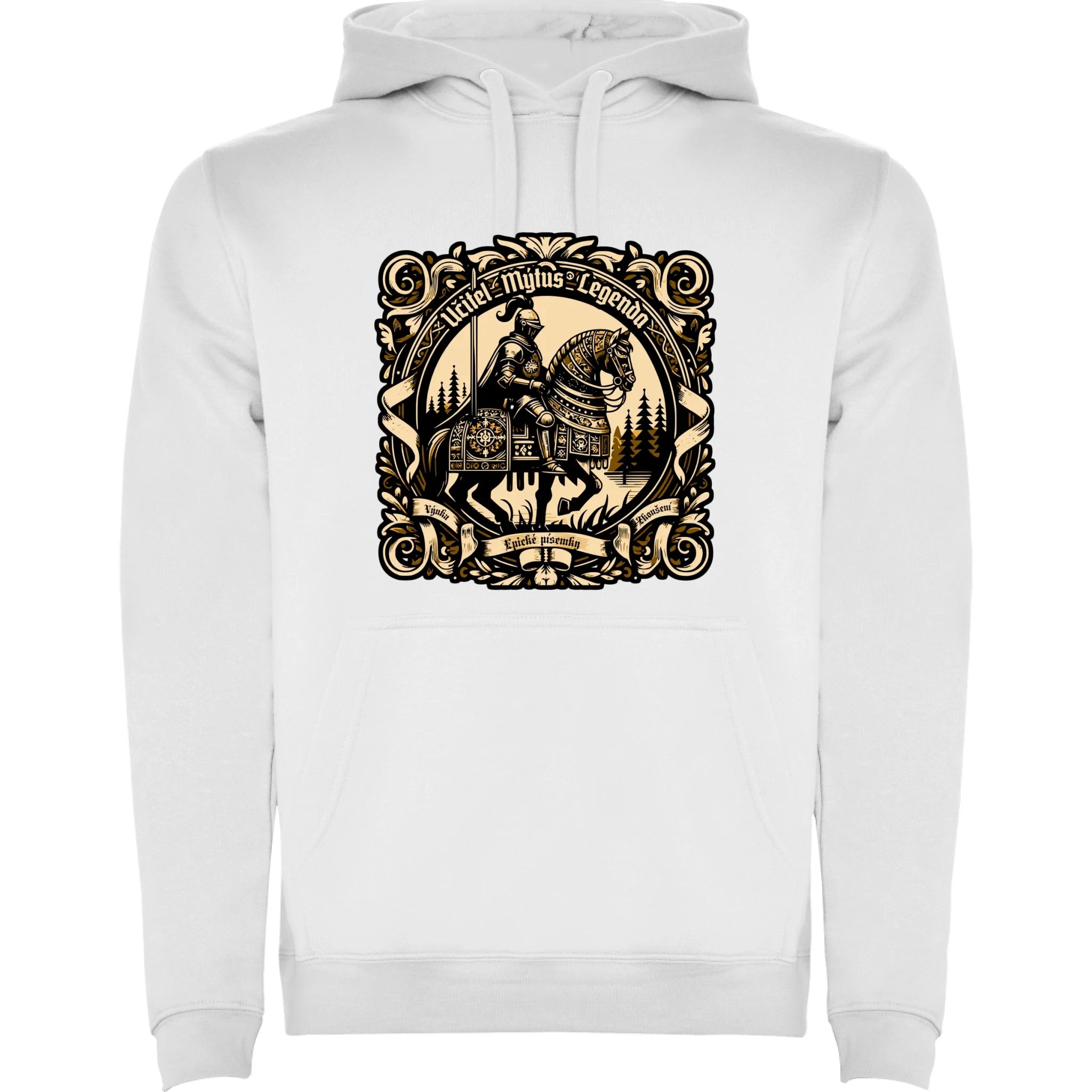 MIKINA S KAPUCÍ s motivem UČITEL (výběr z 20+ potisků) potisk jen dopředu pánská mikina urban Bílá