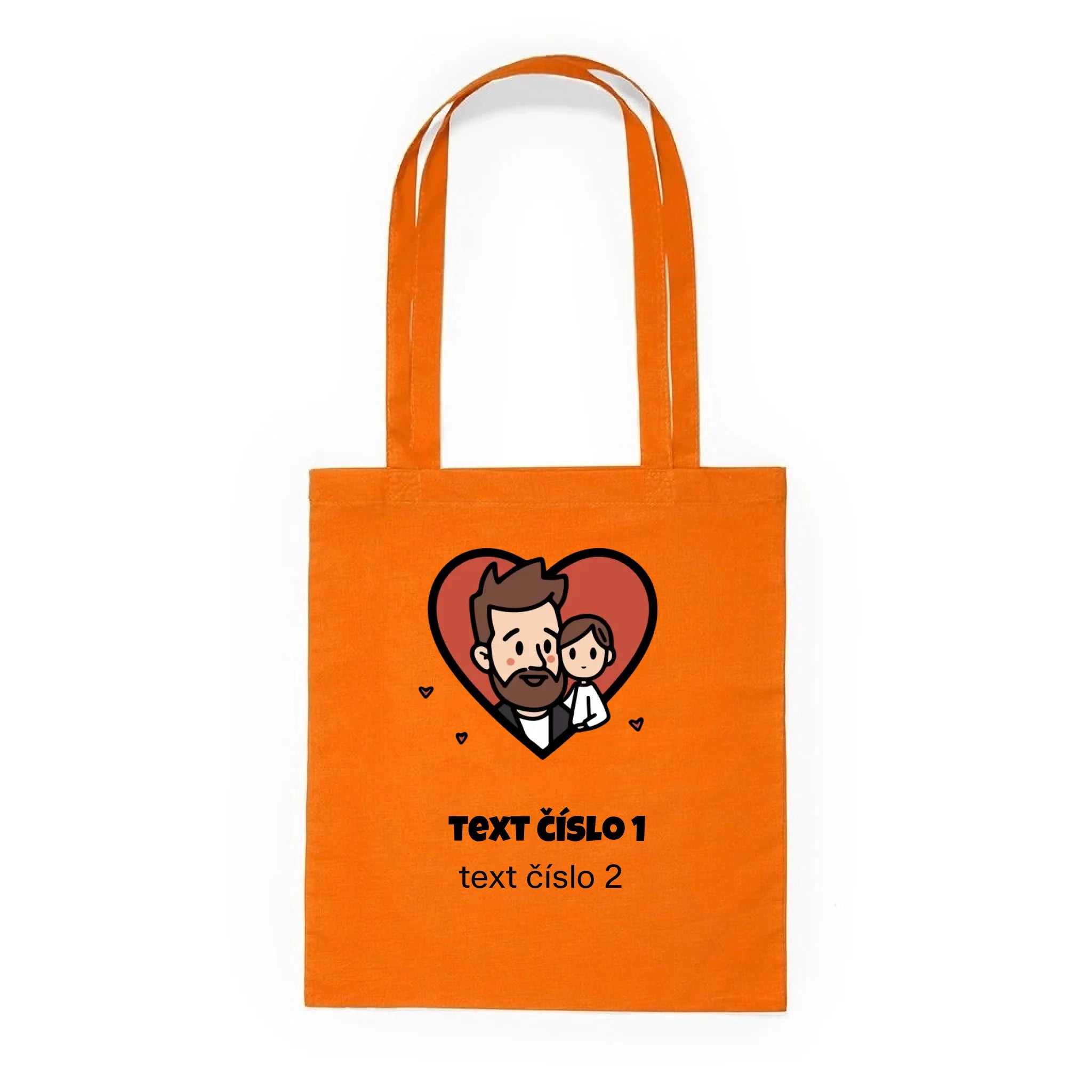BATOH nebo TAŠKA s motivem NEJ TÁTA (výběr z 10+ obrázků, možnost doplnit vlastní texty) Plátěná taška KNOLL oranžová 36x40