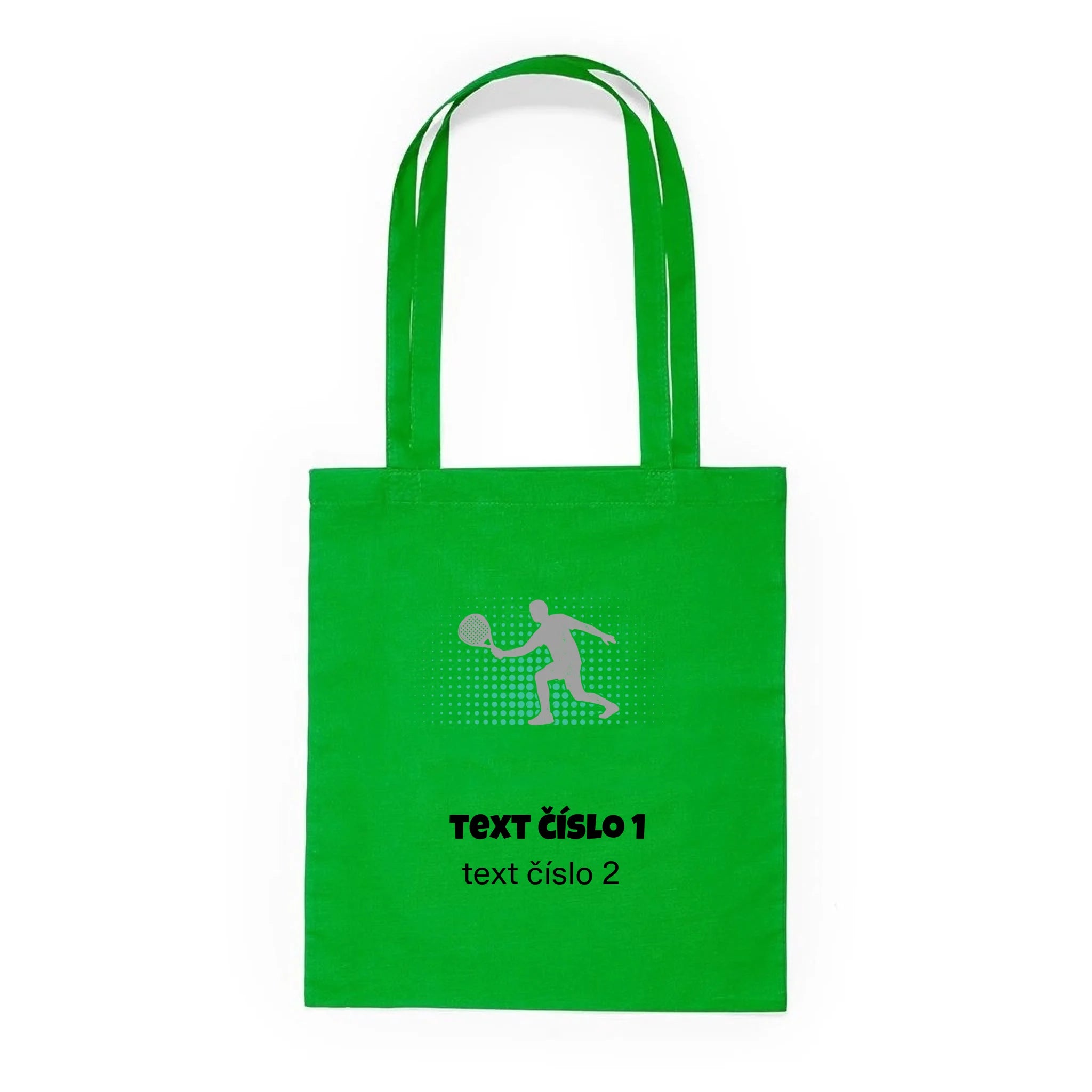 BATOH nebo TAŠKA s motivem PADEL (výběr z 10+ obrázků, možnost doplnit vlastní texty) Plátěná taška KNOLL zelená 36x40