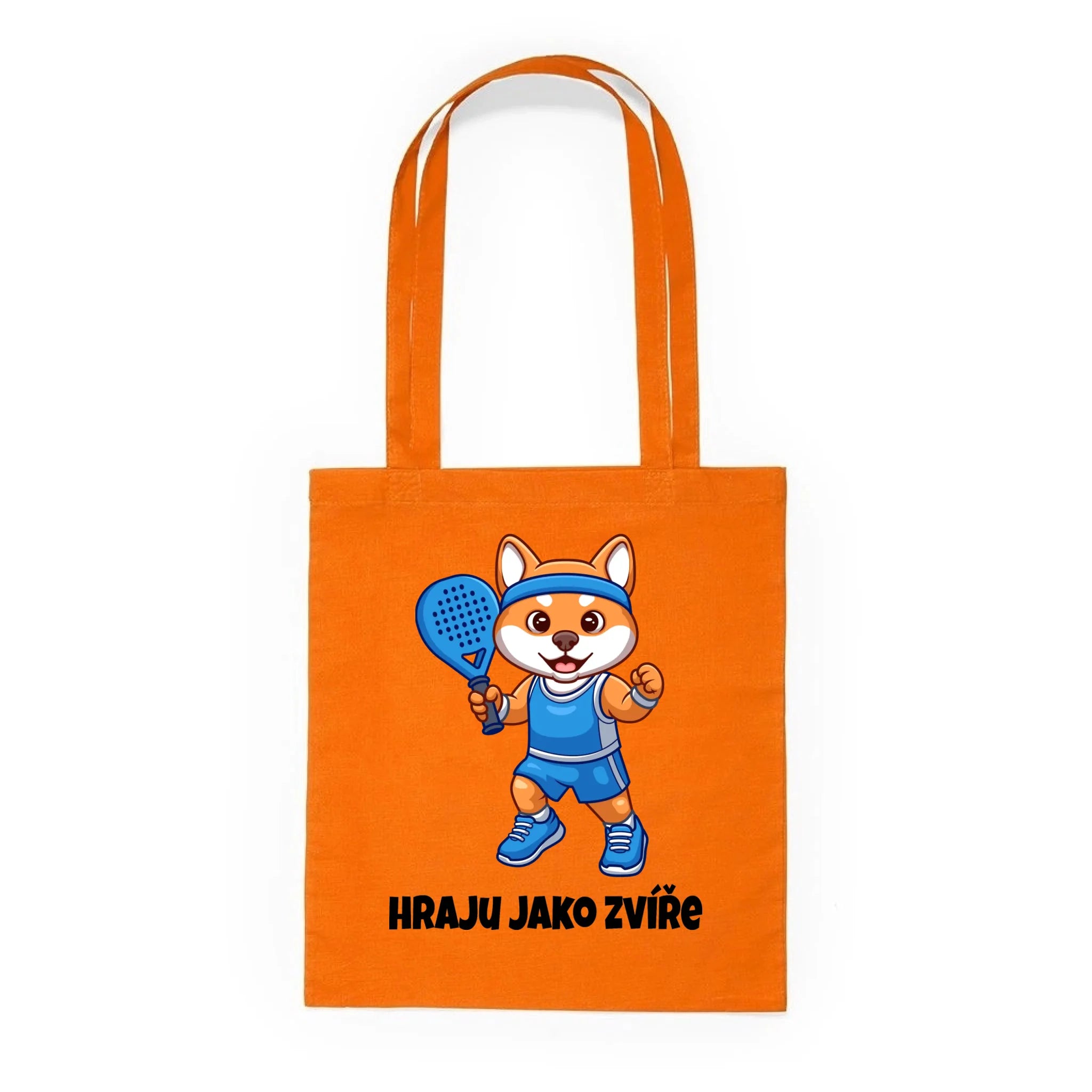 BATOH nebo TAŠKA s motivem PADEL HRAJU JAKO ZVÍŘE (výběr ze 3 potisků) Plátěná taška KNOLL oranžová 36x40