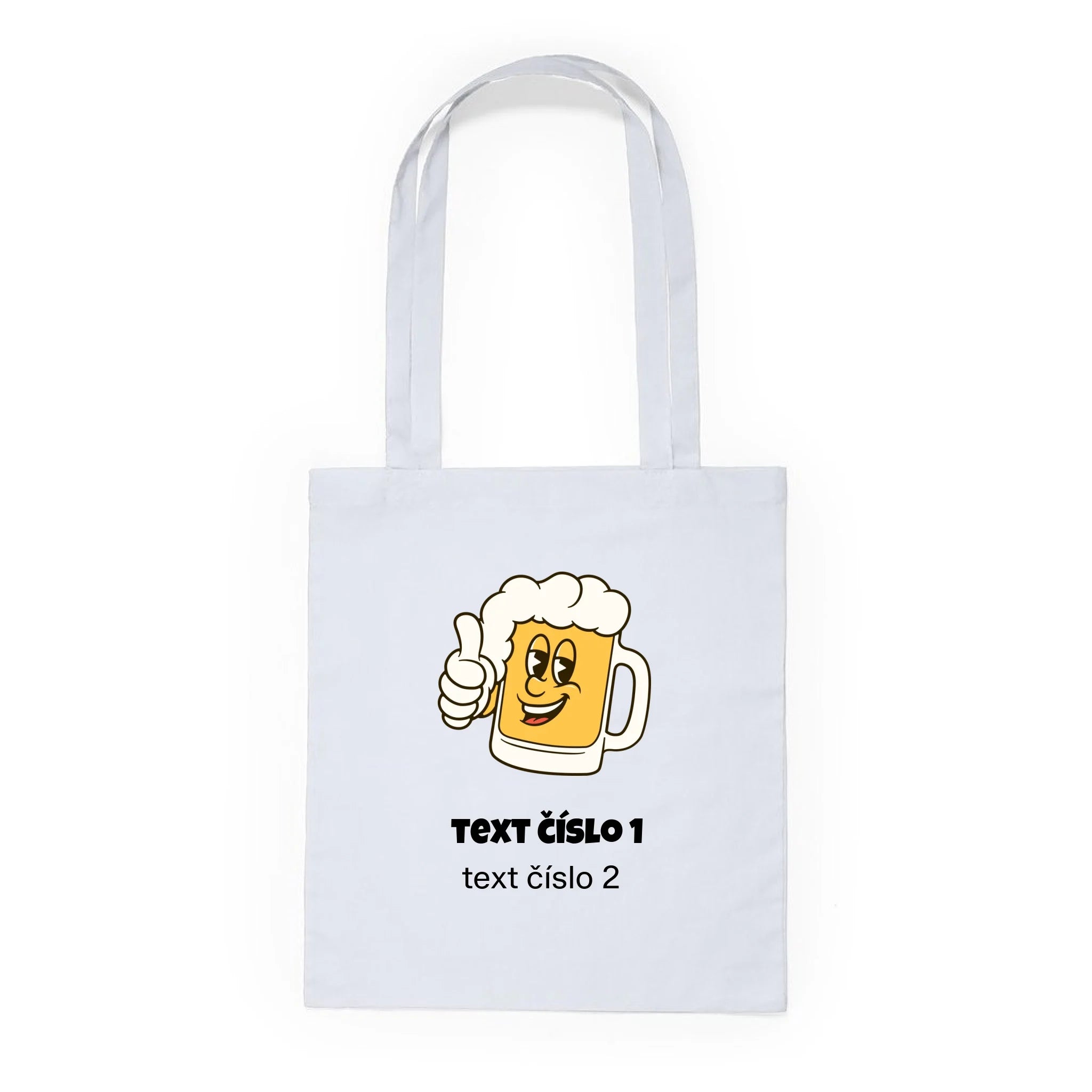 BATOH nebo TAŠKA s motivem PIVO (výběr z 10+ obrázků, možnost doplnit vlastní texty) Plátěná taška KNOLL bílá 36x40