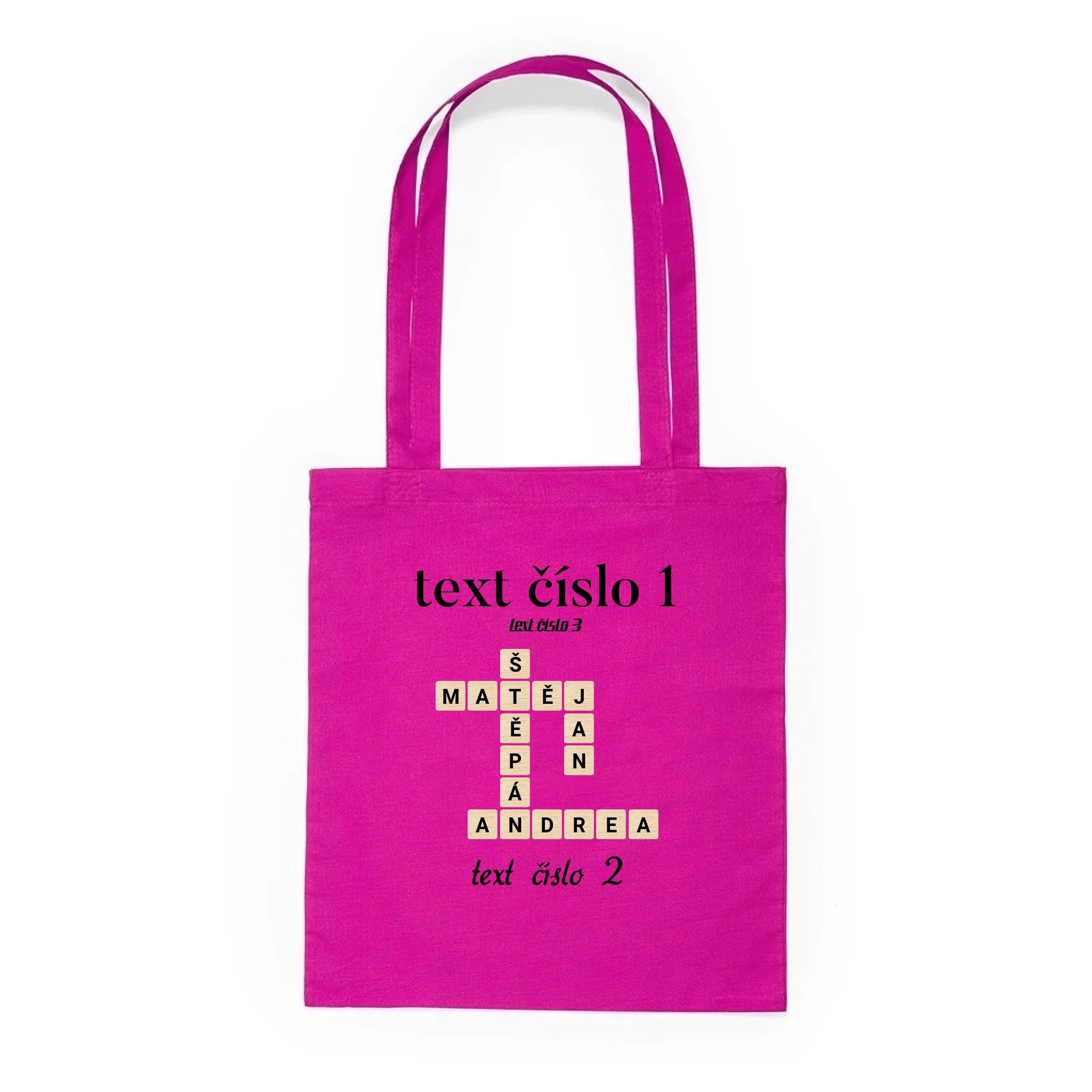 BATOH nebo TAŠKA s motivem SCRABLE (vložíte jména, doplníte texty) Plátěná taška KNOLL růže 36x40