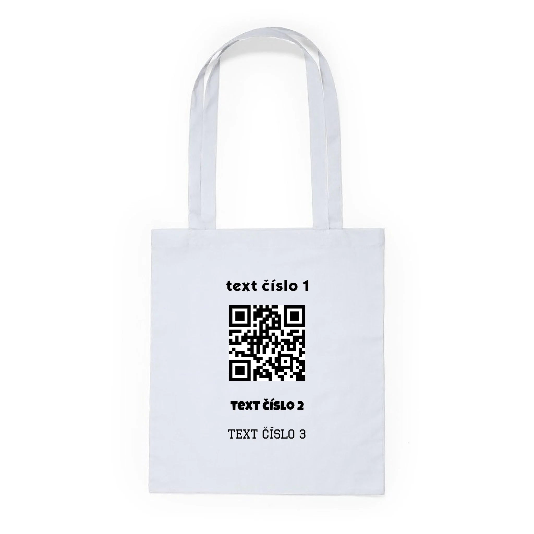 BATOH nebo TAŠKA s motivem QR KÓD (vložíte url adresu, můžete vložit vlastní texty) Plátěná taška KNOLL bílá 36x40
