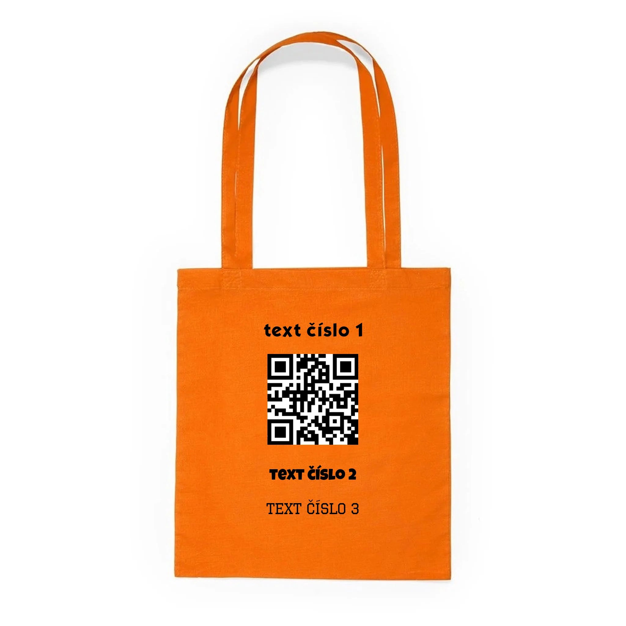 BATOH nebo TAŠKA s motivem QR KÓD (vložíte url adresu, můžete vložit vlastní texty) Plátěná taška KNOLL oranžová 36x40