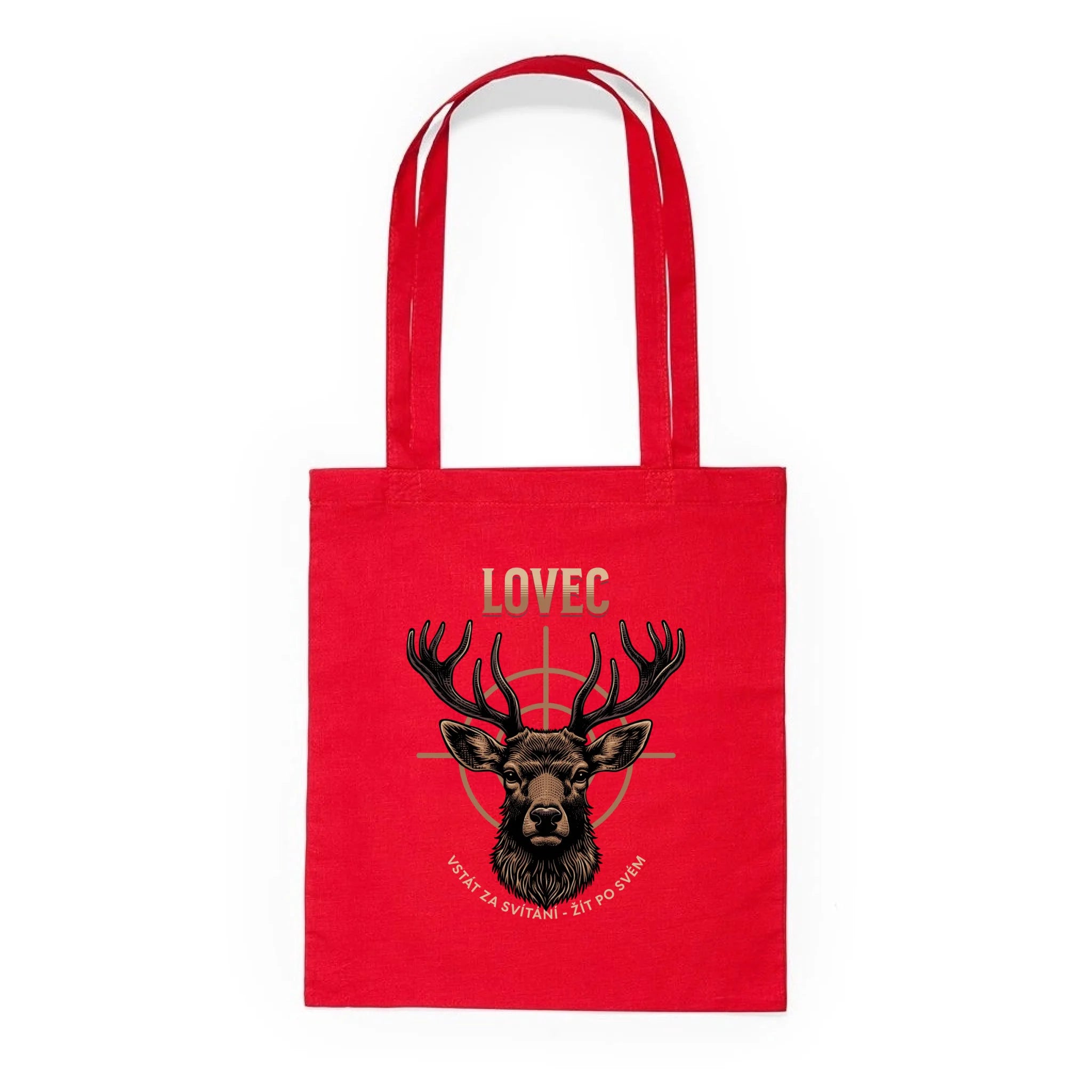 BATOH nebo TAŠKA s motivem MYSLIVOST LOVEC (výběr z 5+ motivů) Plátěná taška KNOLL červená 36x40