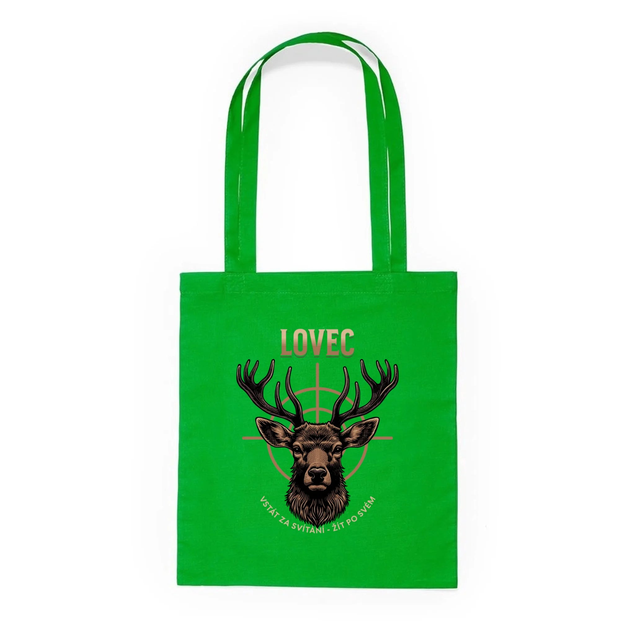 BATOH nebo TAŠKA s motivem MYSLIVOST LOVEC (výběr z 5+ motivů) Plátěná taška KNOLL zelená 36x40