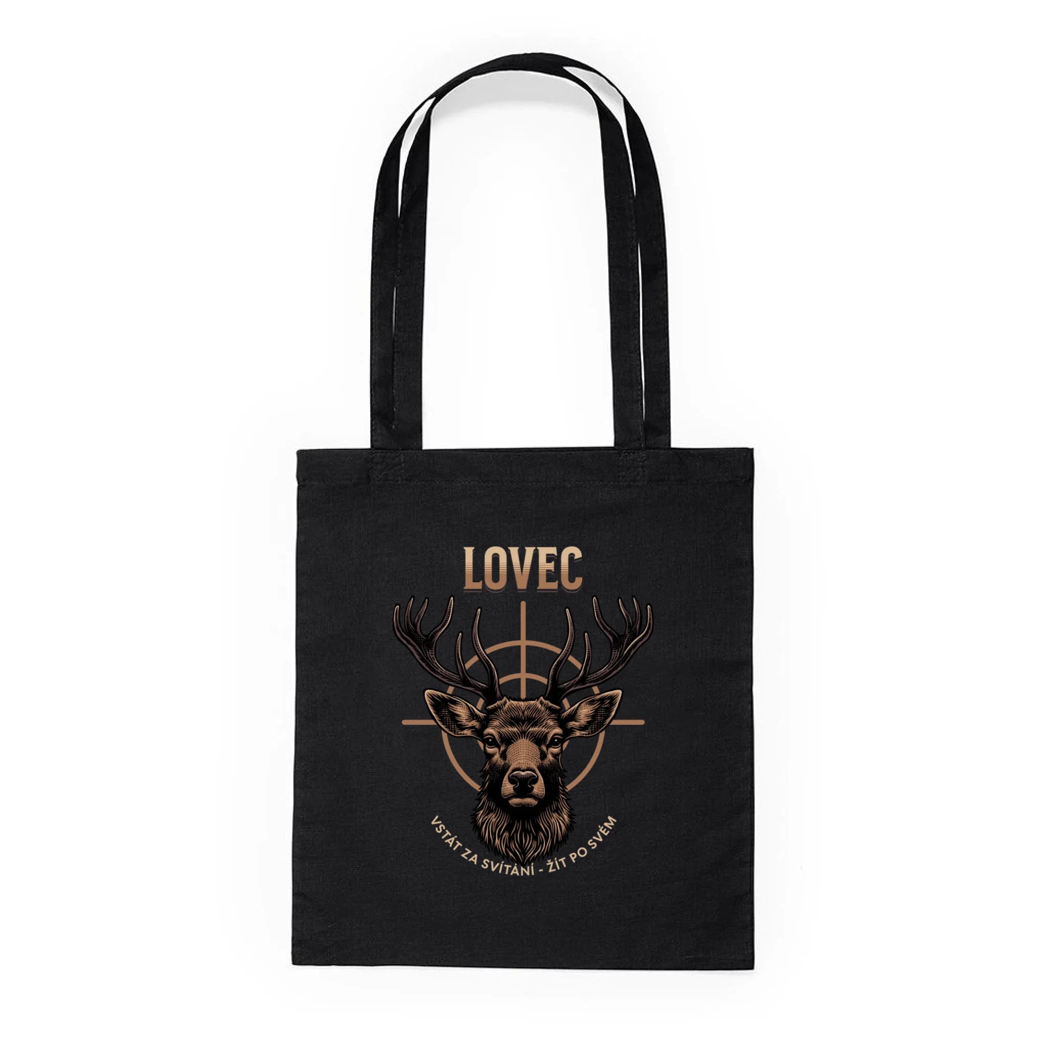 BATOH nebo TAŠKA s motivem MYSLIVOST LOVEC (výběr z 5+ motivů) Plátěná taška KNOLL černá 36x40
