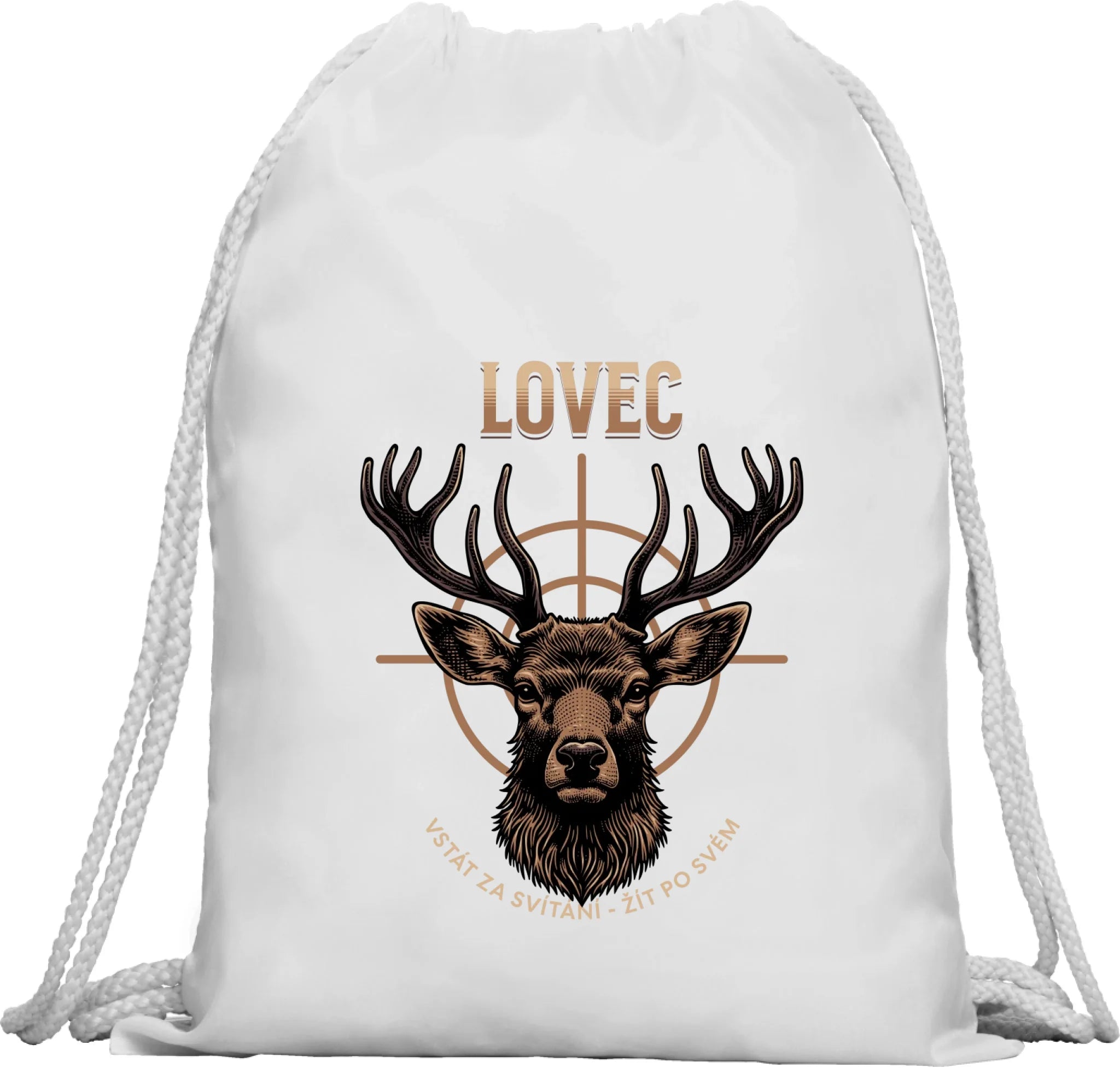 BATOH nebo TAŠKA s motivem MYSLIVOST LOVEC (výběr z 5+ motivů) Multifunkční batoh KAGU bílá 35x45 cm