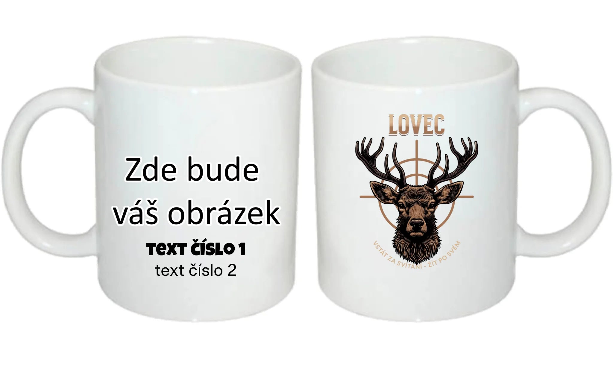 HRNÍČEK s motivem MYSLIVOST LOVEC (výběr z 5+ motivů) oboustranný potisk hrníček Bílý 330 ml