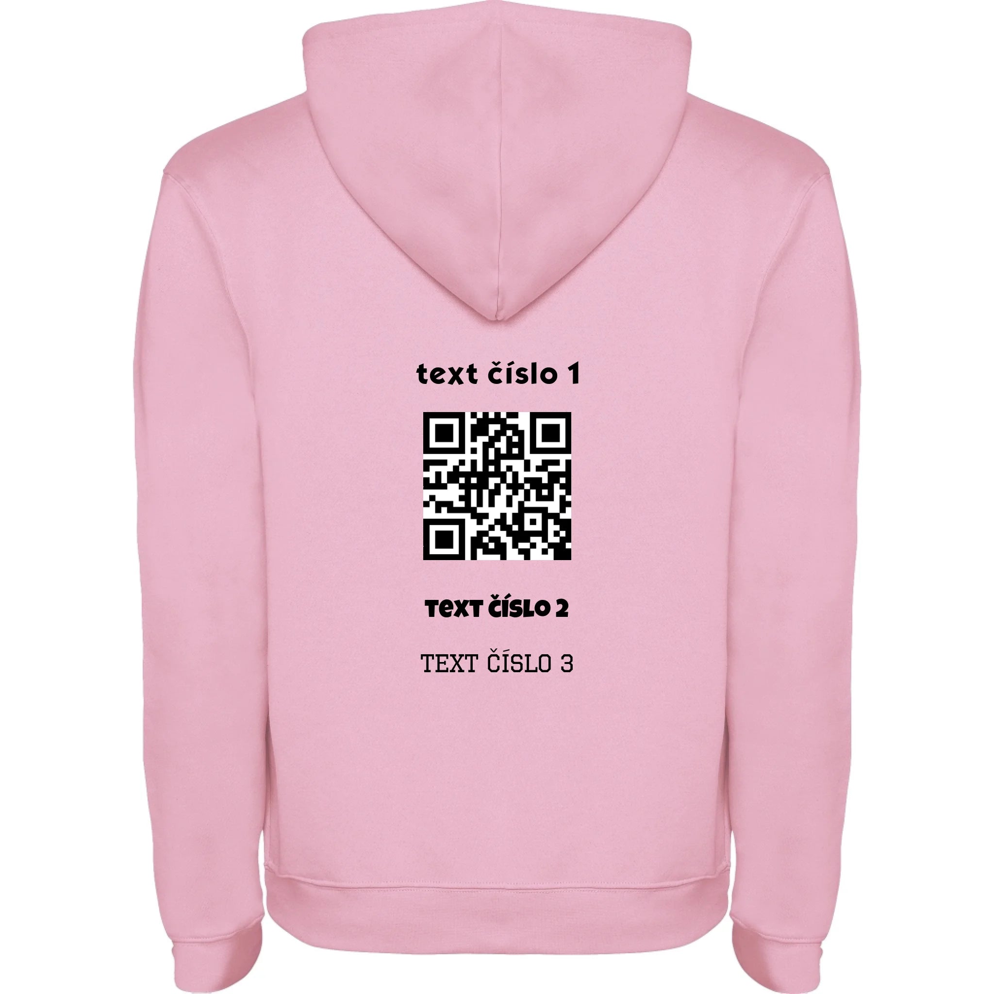 PÁNSKÁ MIKINA S KAPUCÍ s motivem QR KÓD (vložíte url adresu, můžete vložit vlastní texty) potisk jen na záda pánská mikina urban Růžová