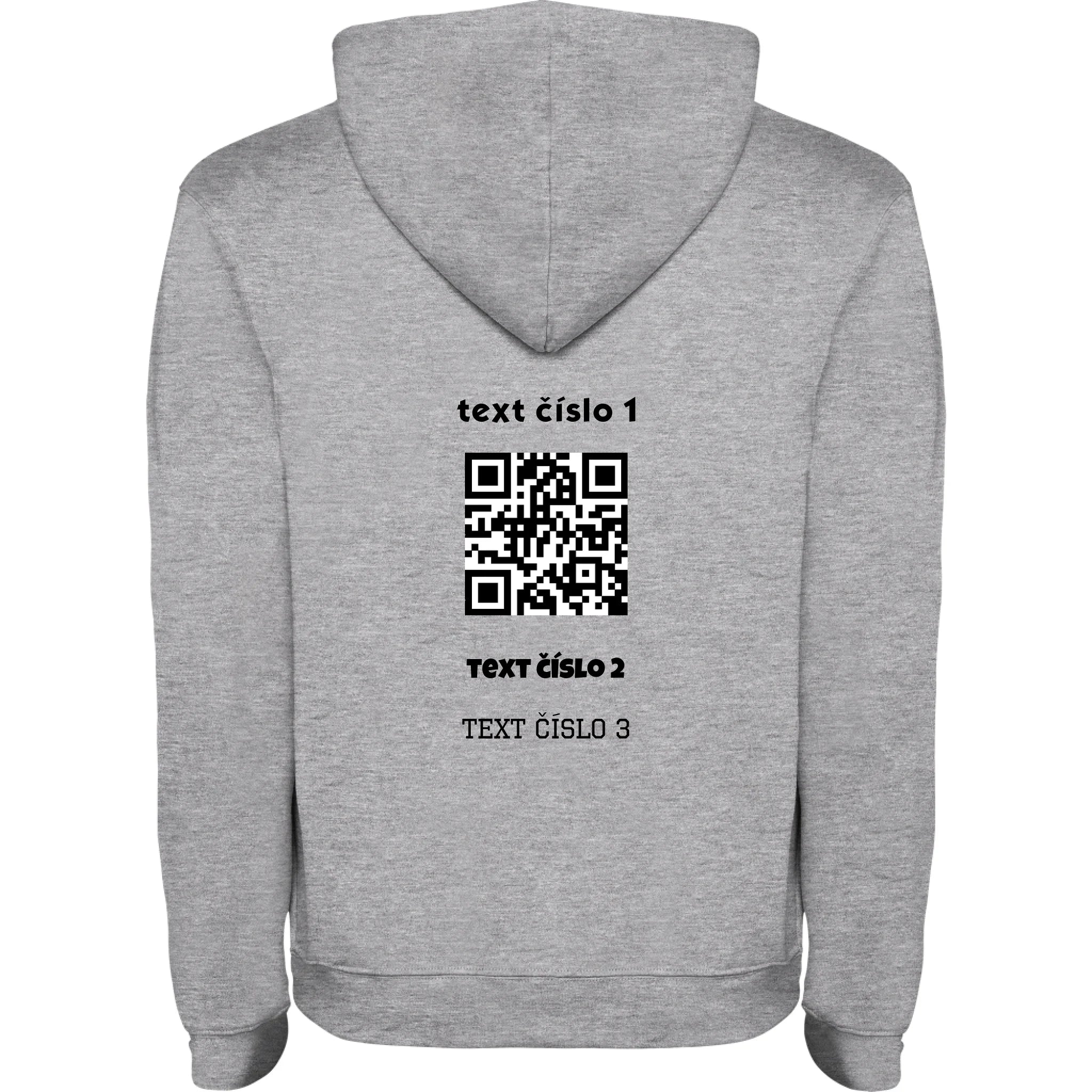 PÁNSKÁ MIKINA S KAPUCÍ s motivem QR KÓD (vložíte url adresu, můžete vložit vlastní texty) potisk jen na záda pánská mikina urban Melír černá