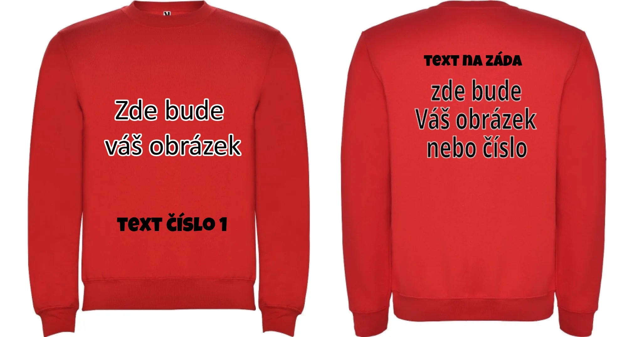 UNISEX mikina týmová POTISK DOPŘEDU I NA ZÁDA Potisk dopředu i na záda CLASICA Červená