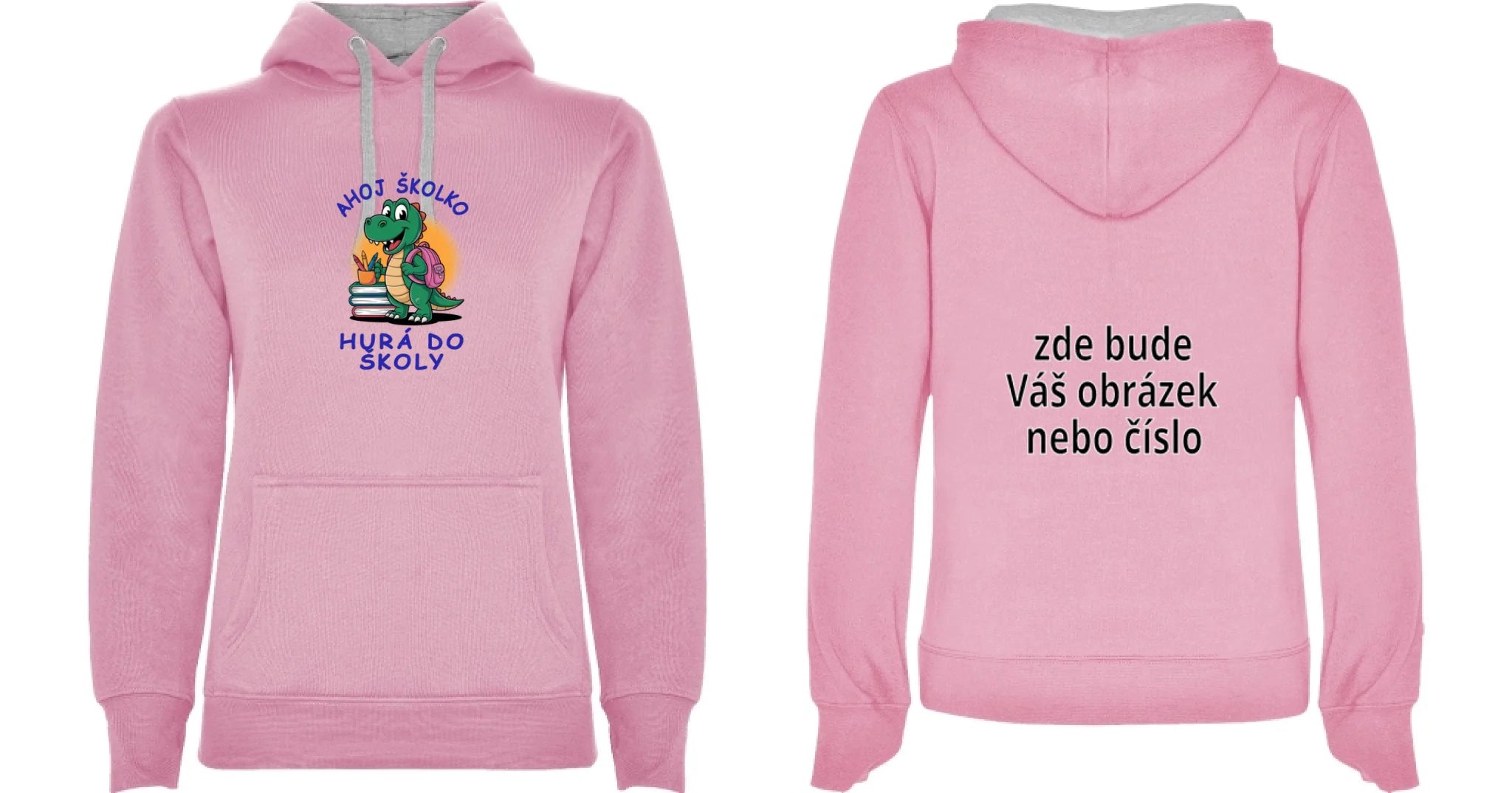 MATEŘSKÁ ŠKOLA mikina potisk mikina s kapucí dámská Růžová melír