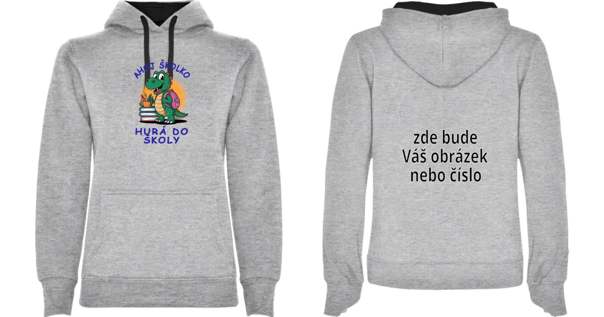 MATEŘSKÁ ŠKOLA mikina potisk mikina s kapucí dámská Melír černá