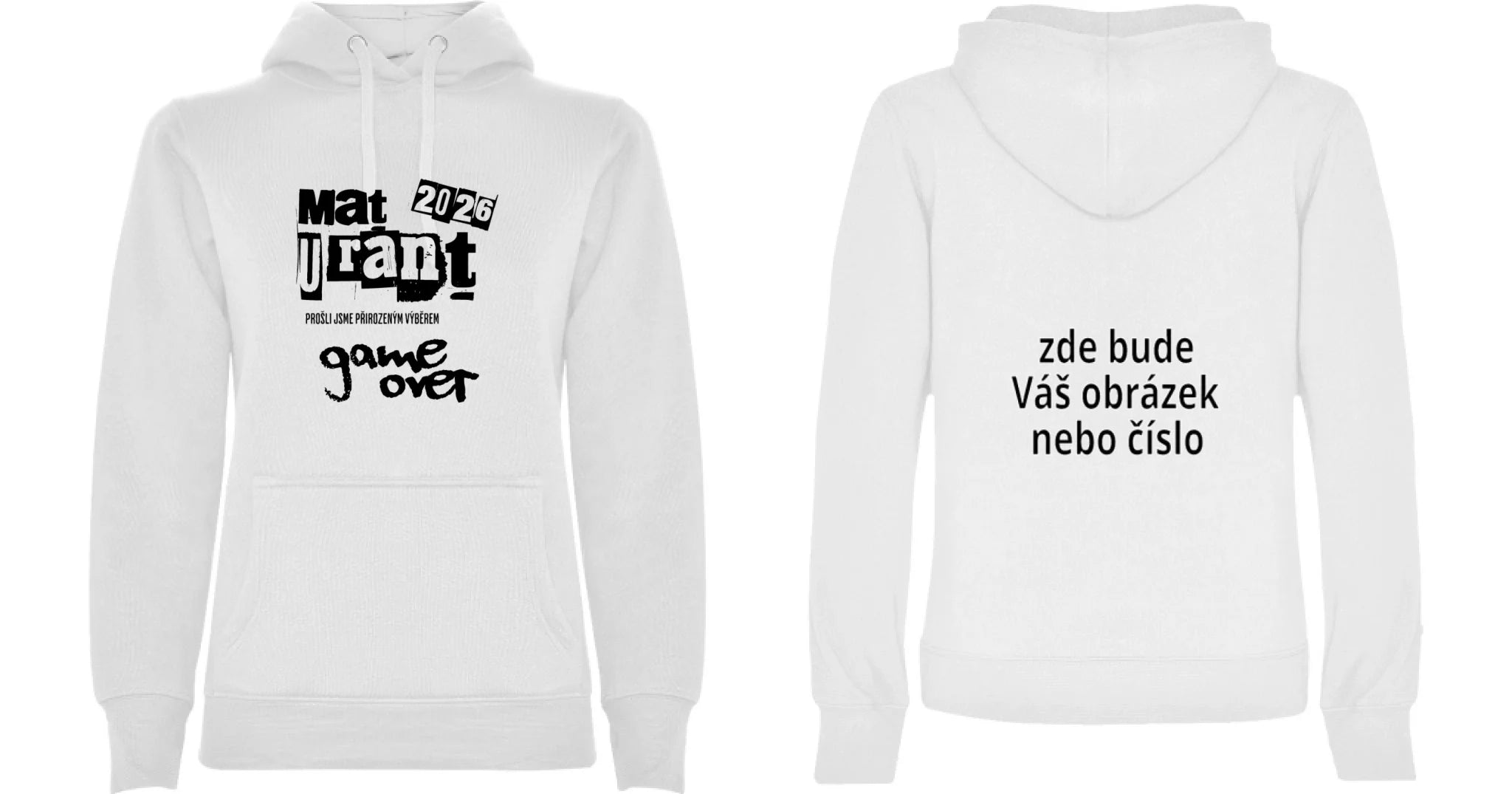 MATURITNÍ MIKINA mikina s kapucí dámská Bílá