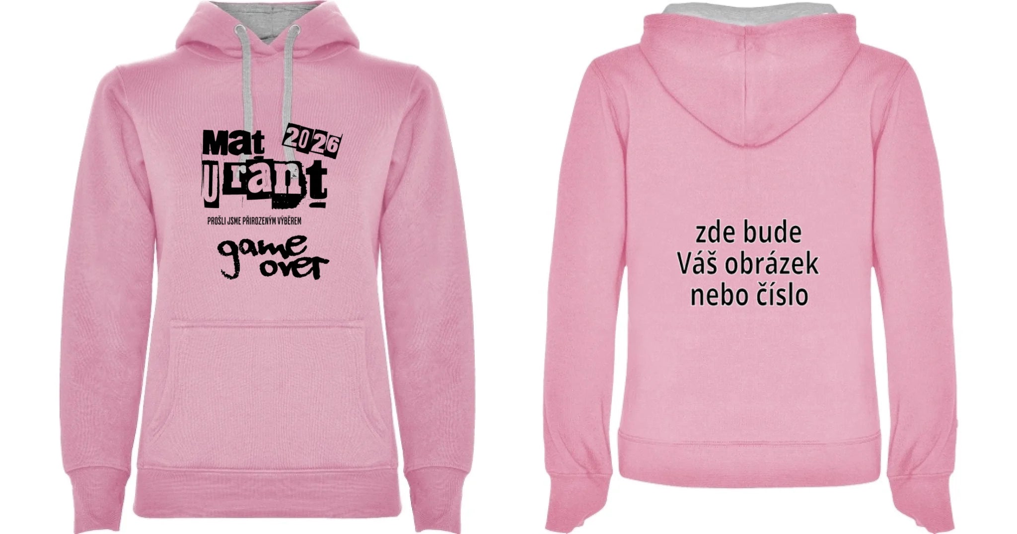 MATURITNÍ MIKINA mikina s kapucí dámská Růžová melír