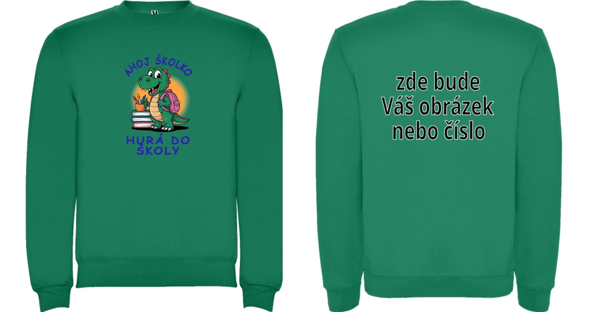 MATEŘSKÁ ŠKOLA mikina potisk mikina bez kapuce unisex Sytě zelená