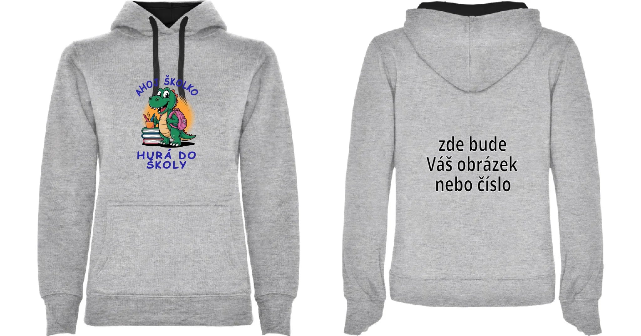 MATEŘSKÁ ŠKOLA mikina potisk mikina s kapucí pánská dětská Melír černá
