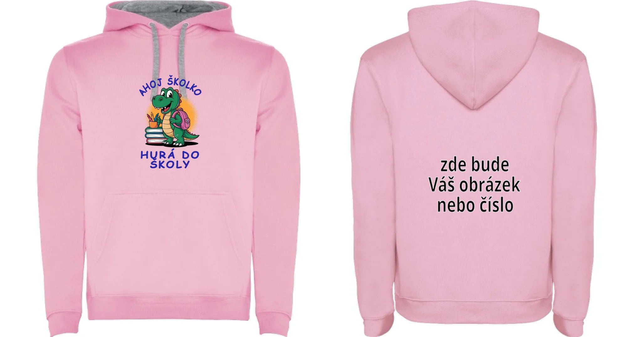 MATEŘSKÁ ŠKOLA mikina potisk mikina s kapucí pánská dětská Růžová