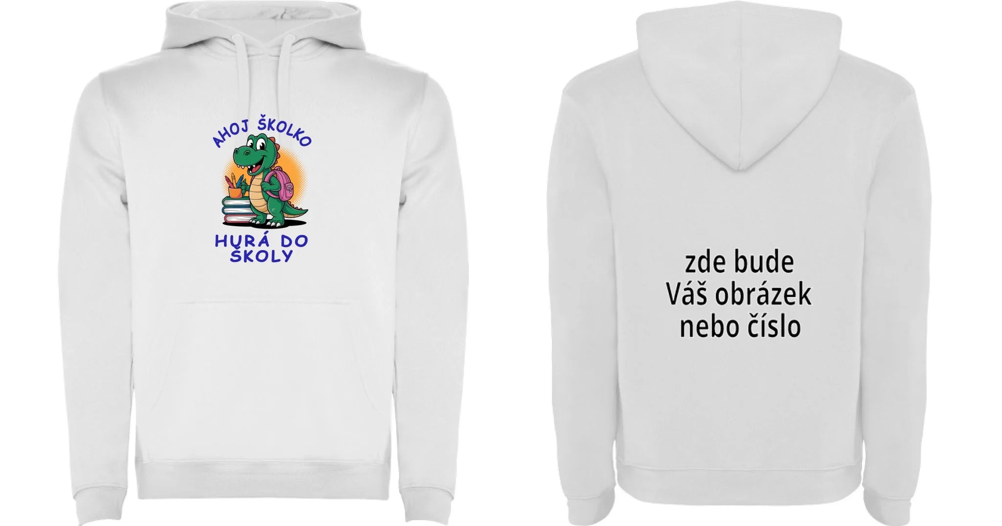 MATEŘSKÁ ŠKOLA mikina potisk mikina s kapucí pánská dětská Bílá