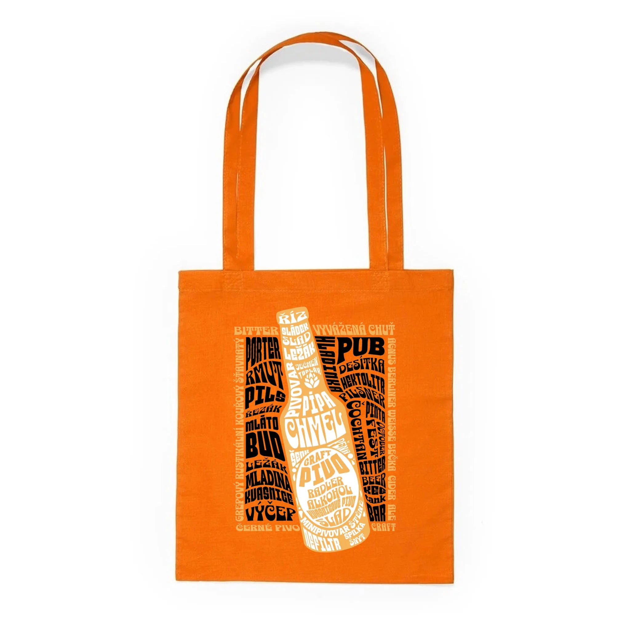 BATOH nebo TAŠKA s motivem PIVO (výběr z 10+ motivů) Plátěná taška KNOLL oranžová 36x40