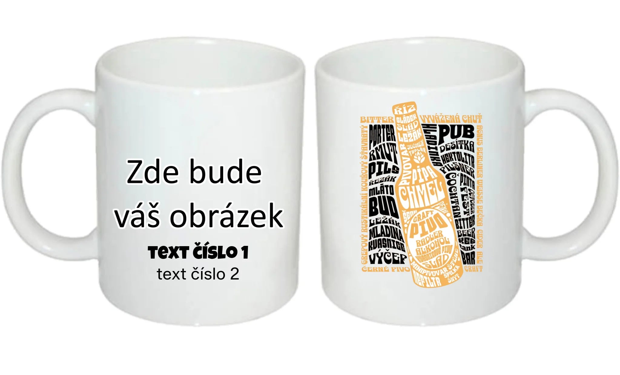 HRNÍČEK s motivem PIVO (výběr z 10+ motivů) oboustranný potisk hrníček Bílý 330 ml