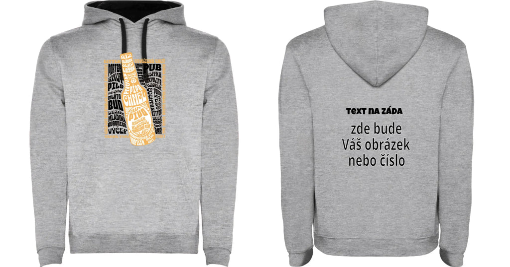 PÁNSKÁ MIKINA s kapucí s motivem PIVO (výběr z 10+ potisků)