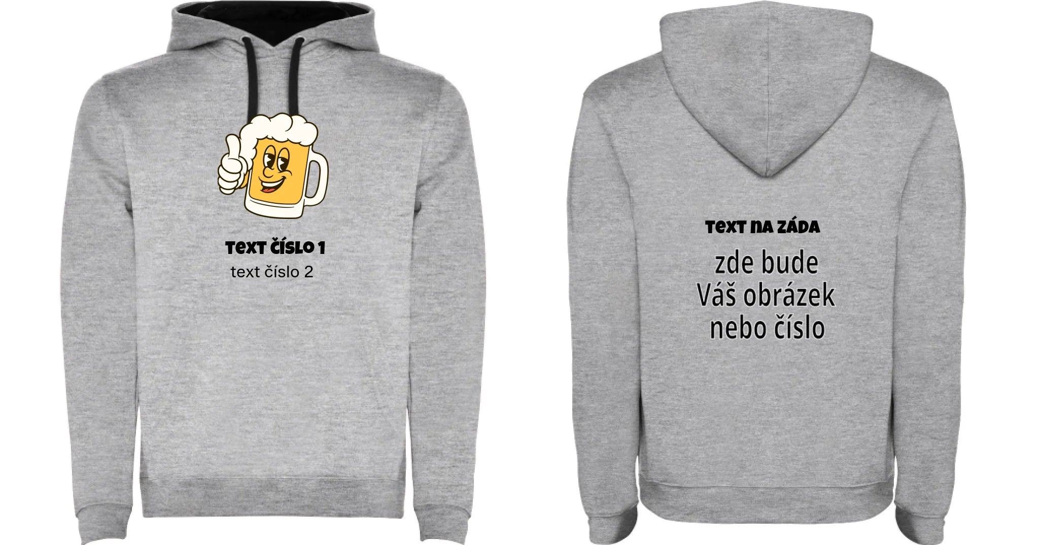 PÁNSKÁ MIKINA s kapucí (výběr z 10+ obrázků, možnost doplnit vlastní texty) oboustranný potisk pánská mikina URBAN Melír černá
