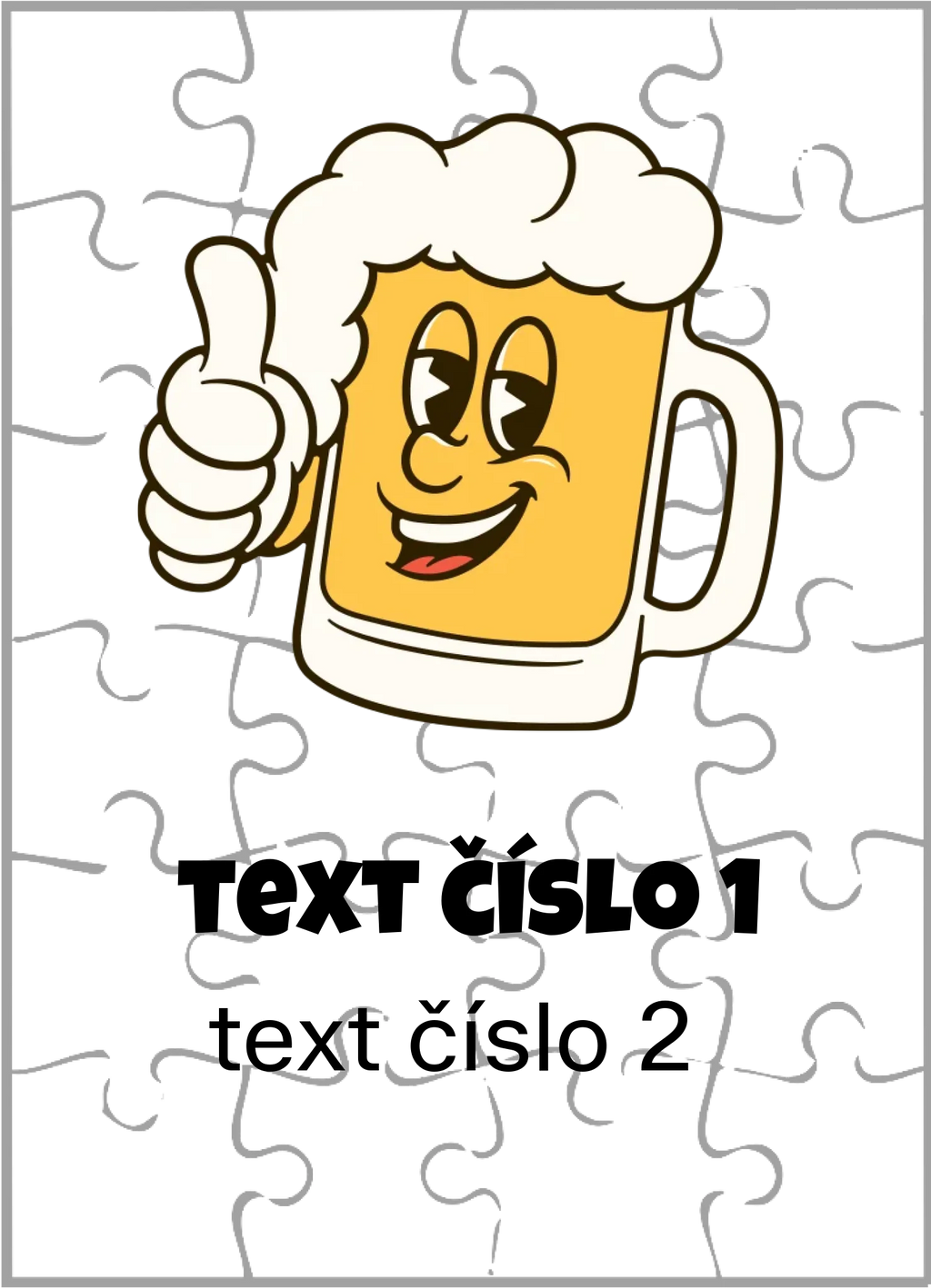 PUZZLE s motivem PIVO (výběr z 10+ obrázků, možnost doplnit vlastní texty) Puzzle A5 bílá na výšku