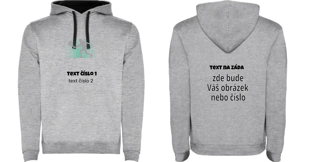 PÁNSKÁ MIKINA S KAPUCÍ s motivem PADEL (výběr z 10+ obrázků, možnost doplnit vlastní texty)