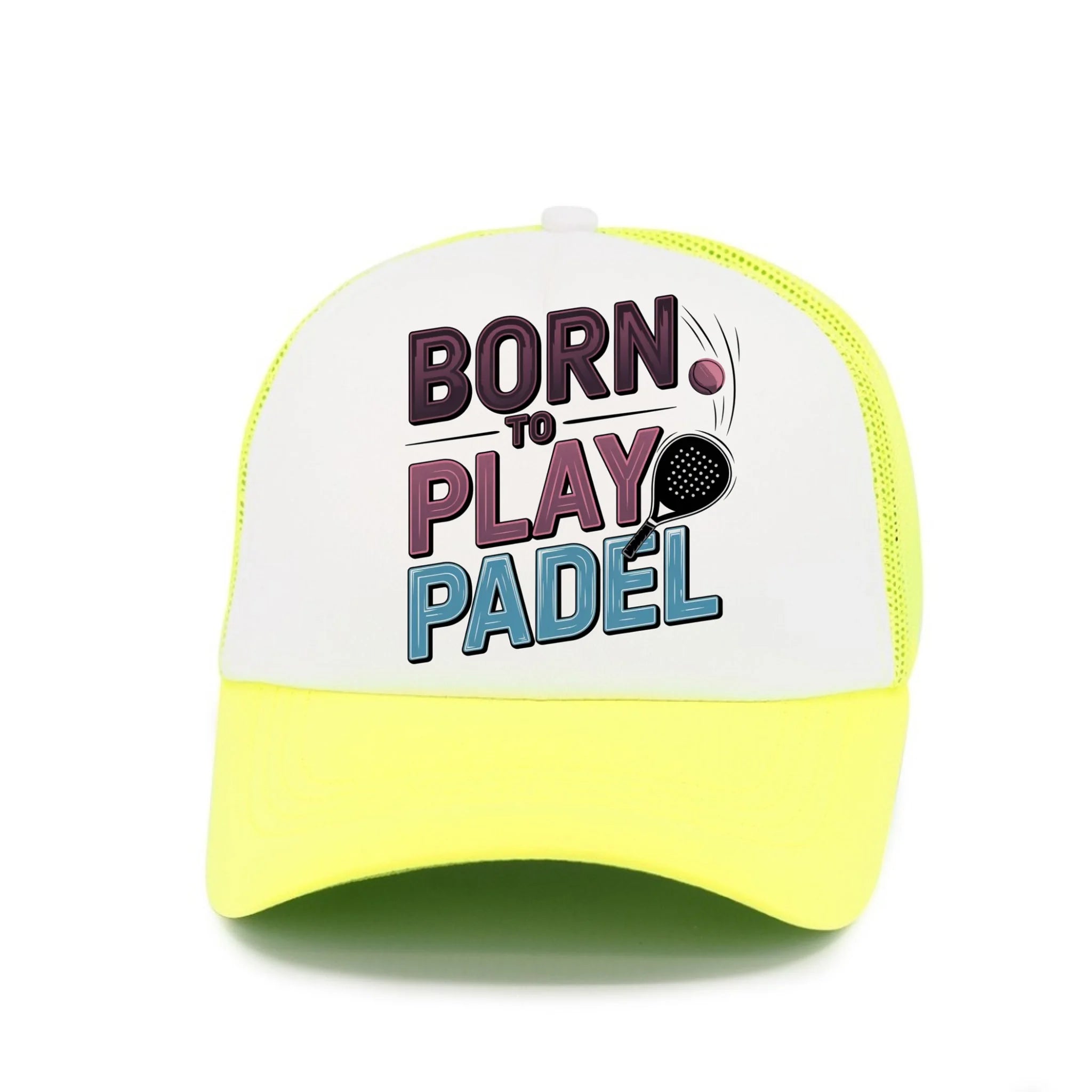 KŠILTOVKA s motivem PADEL (výběr z 18+ potisků) Kšiltovka TRUCKER neon žlutá 58