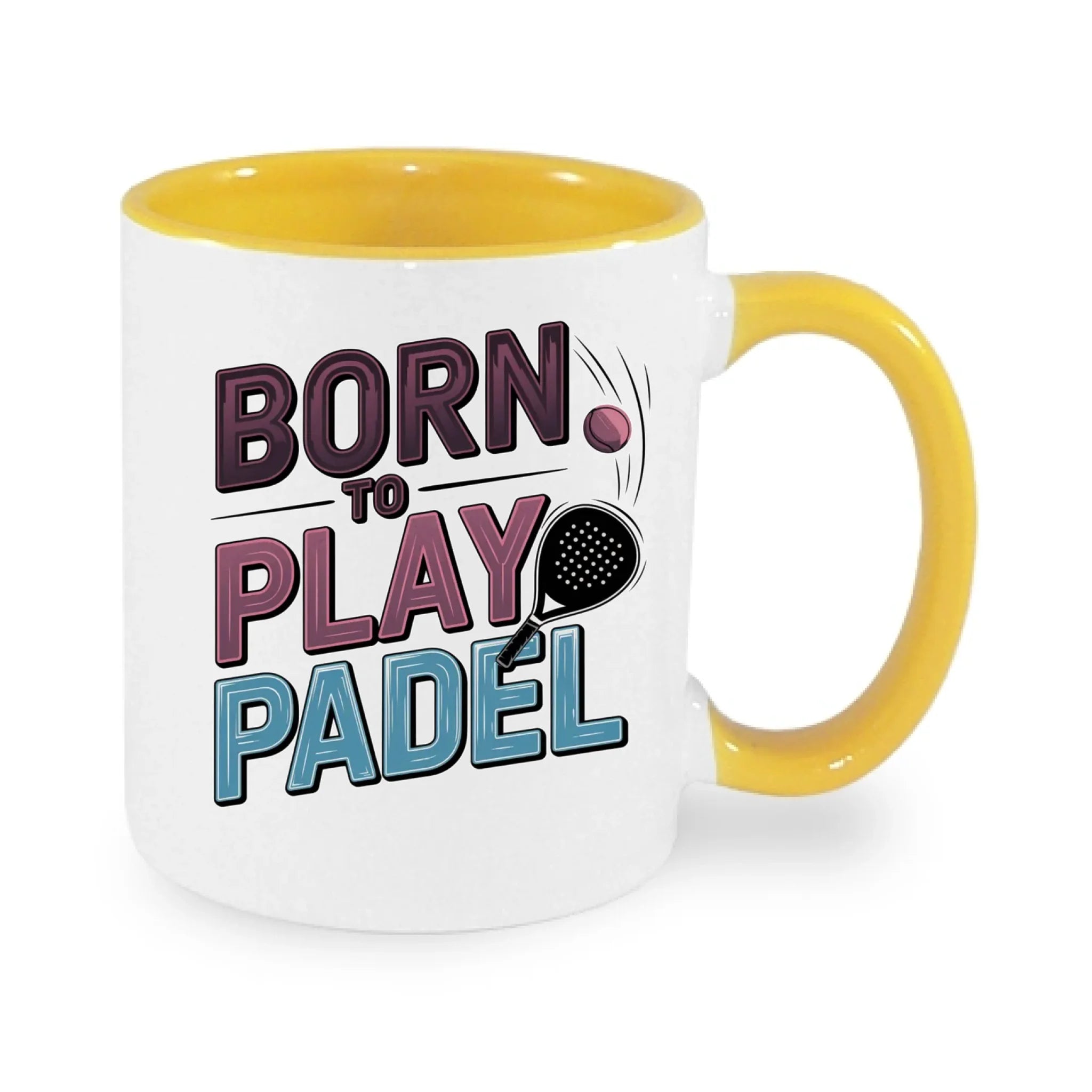 HRNÍČEK s motivem PADEL (výběr z 18+ potisků) potisk jen dopředu hrníček Bílá žlutá 330 ml