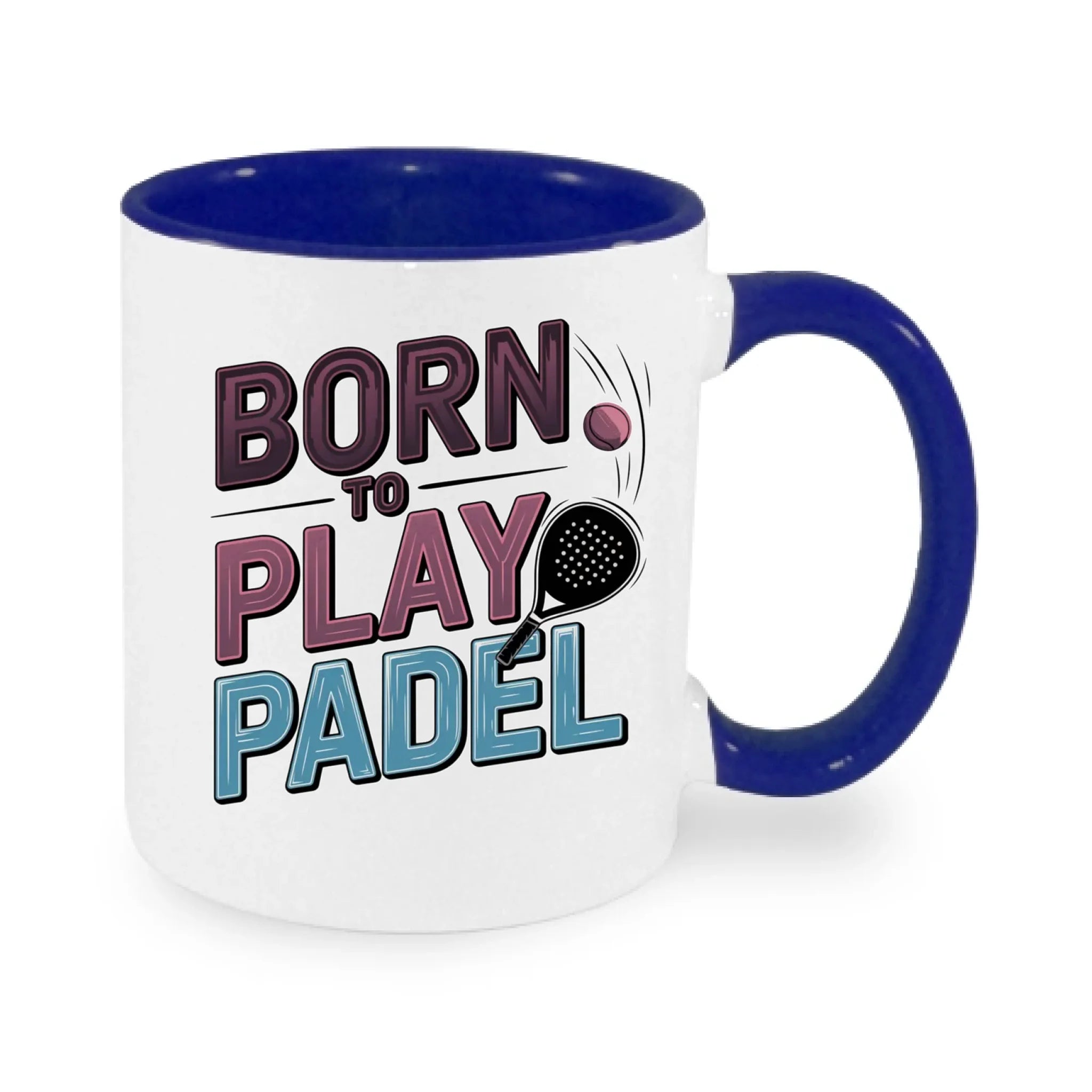HRNÍČEK s motivem PADEL (výběr z 18+ potisků) potisk jen dopředu hrníček Bílá modrá 330 ml