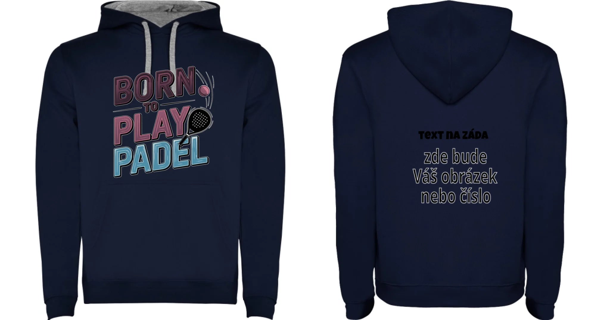 DĚTSKÁ MIKINA S KAPUCÍ s motivem PADEL (výběr z 18+ potisků)