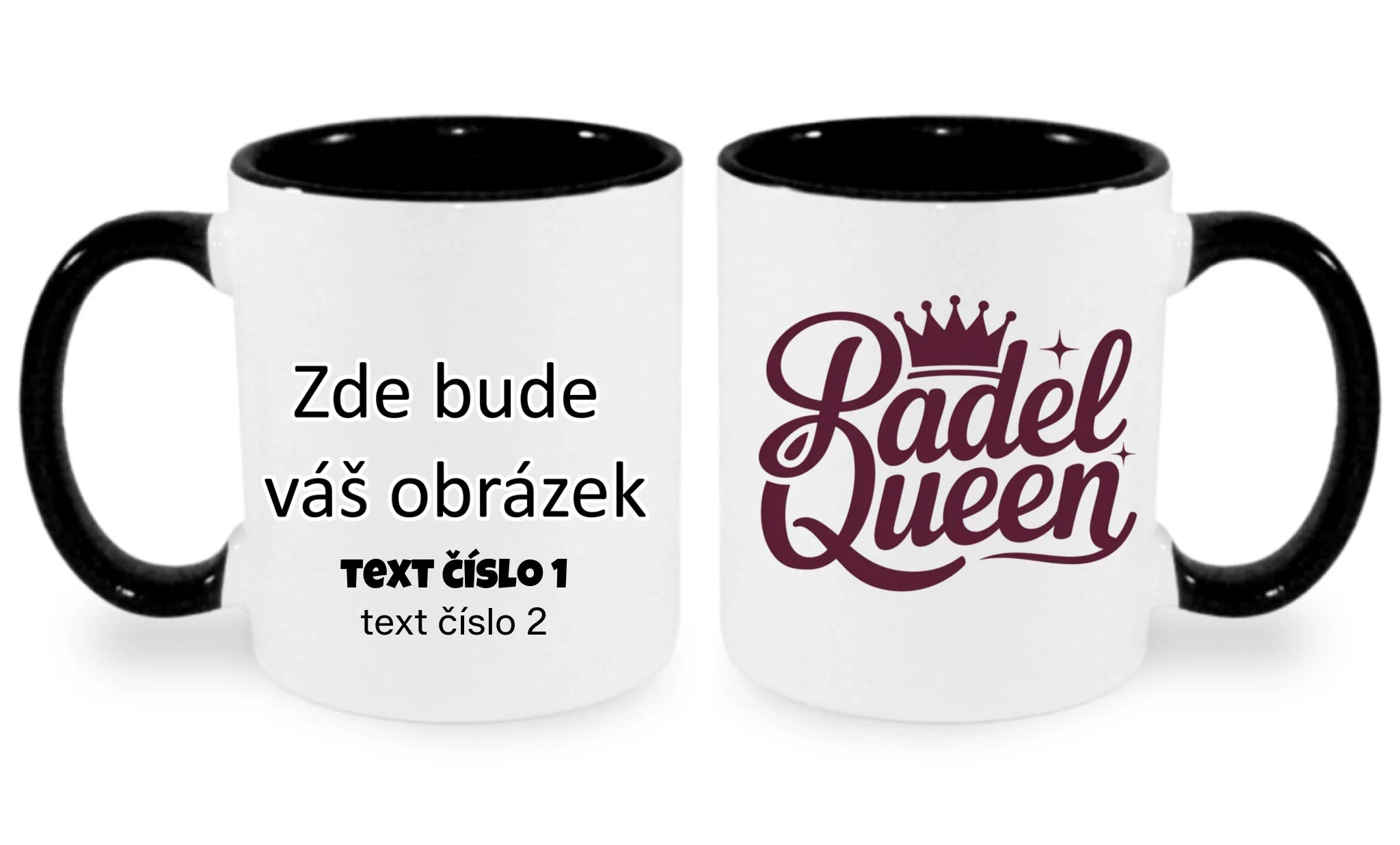 HRNÍČEK s motivem PADEL pro dámy (výběr z 10+ potisků) oboustranný potisk hrníček Bílá černá 330 ml