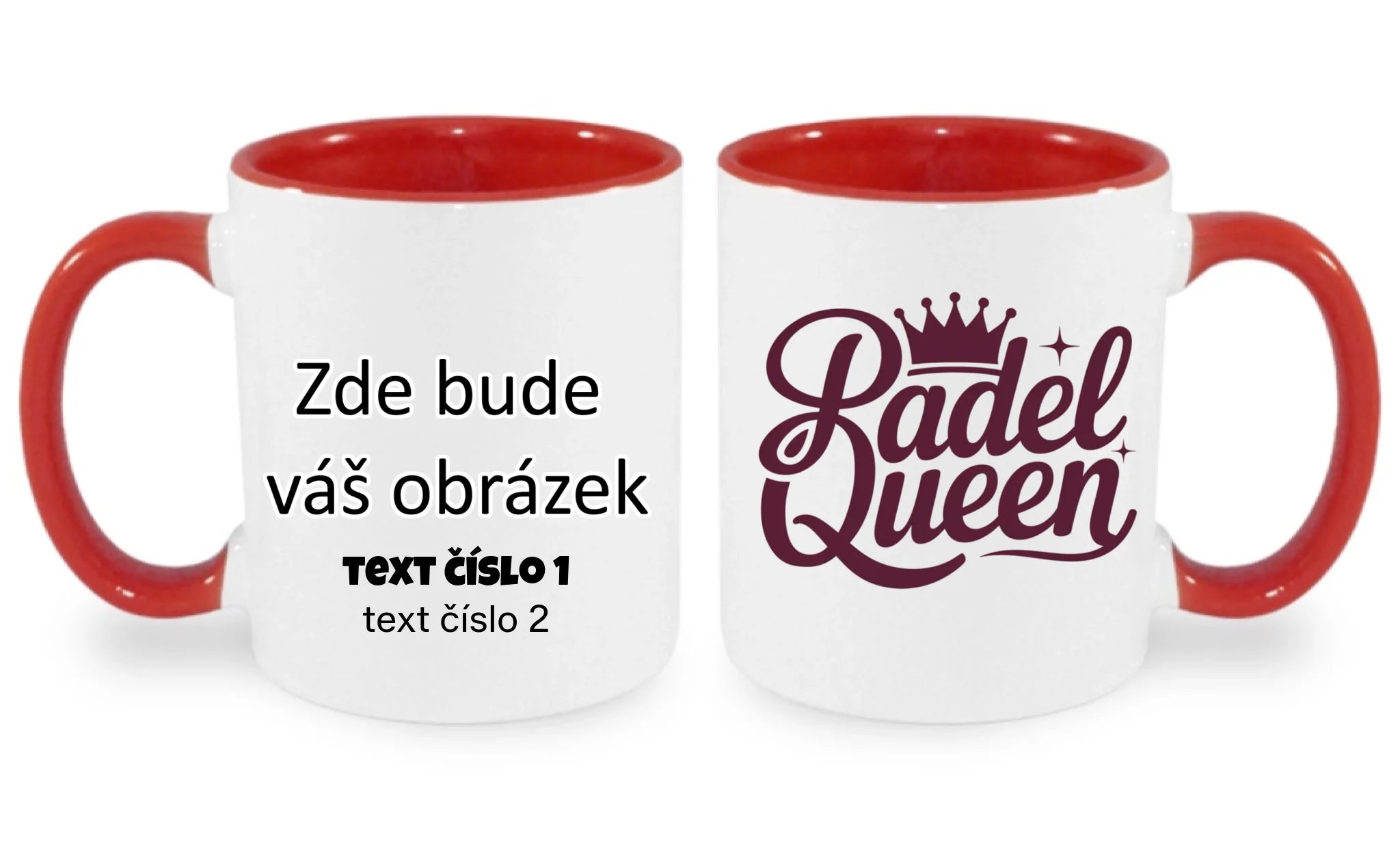 HRNÍČEK s motivem PADEL pro dámy (výběr z 10+ potisků) oboustranný potisk hrníček Bílá červená 330 ml