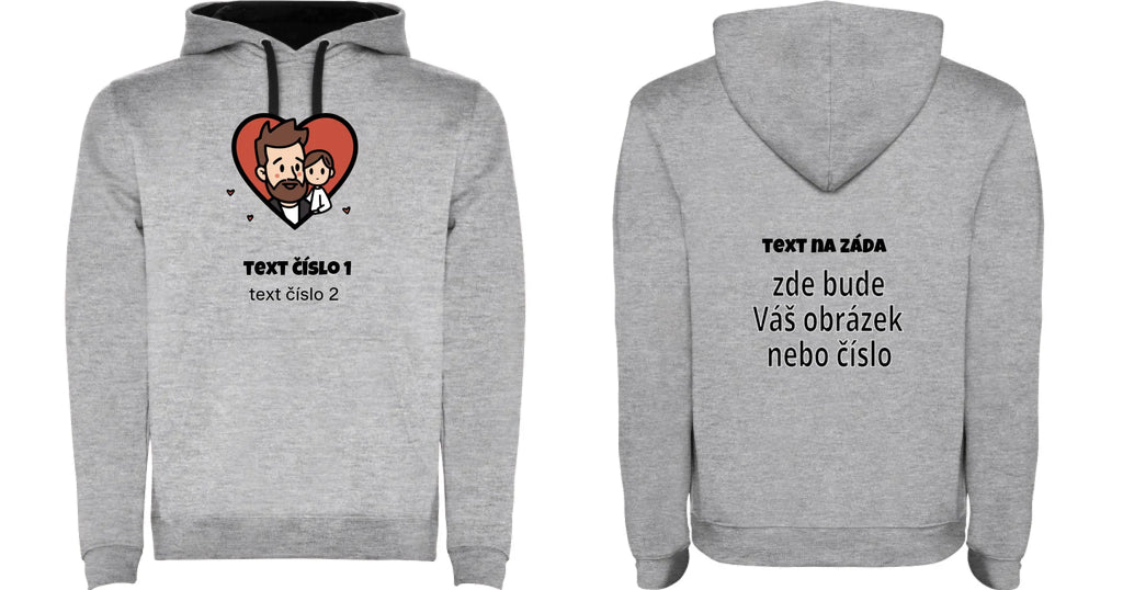 PÁNSKÁ MIKINA S KAPUCÍ s motivem NEJ TÁTA (výběr z 10+ obrázků, možnost doplnit vlastní texty)