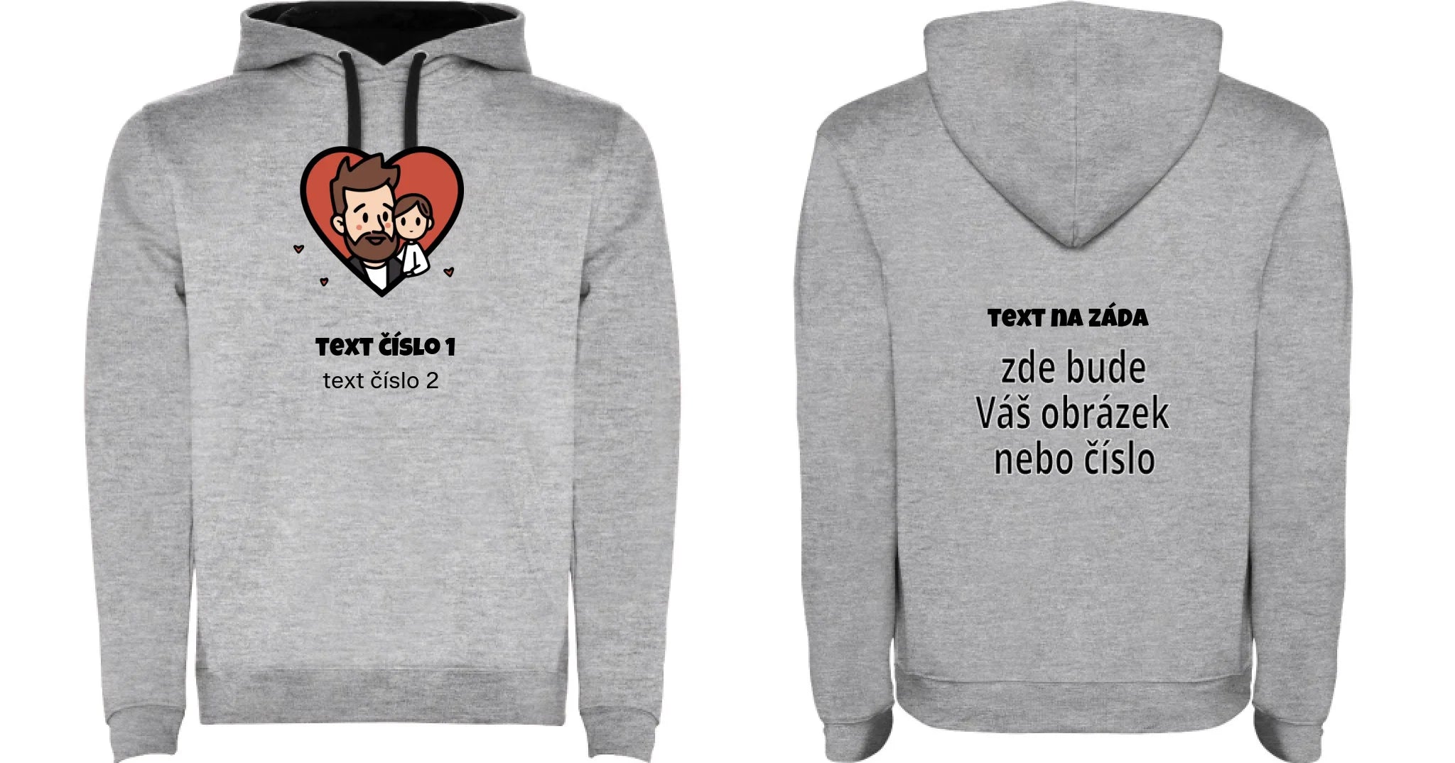 PÁNSKÁ MIKINA S KAPUCÍ s motivem NEJ TÁTA (výběr z 10+ obrázků, možnost doplnit vlastní texty)