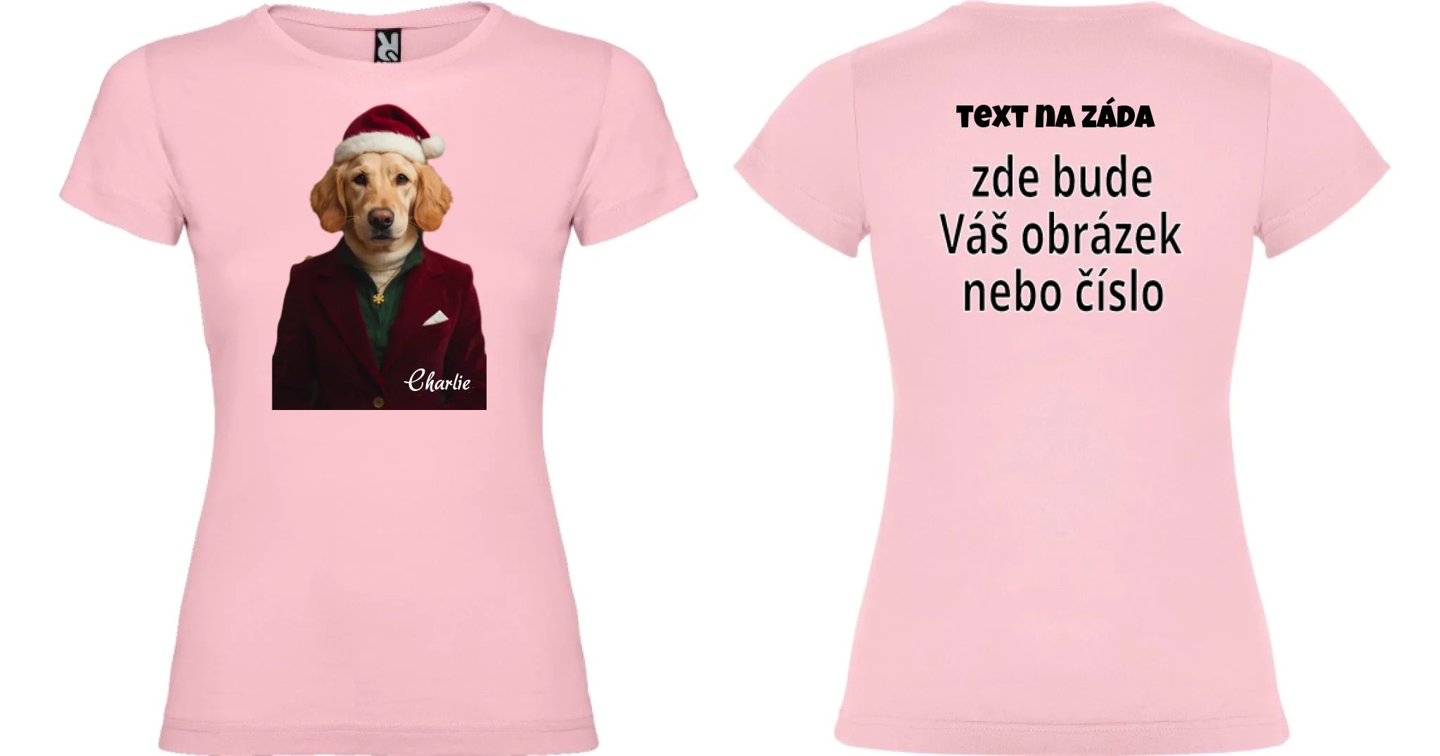 DÁMSKÉ TRIČKO s potiskem ZVÍŘECÍ GLAMOUR PROMĚNA AI (vložíte foto, doplníte jméno) oboustranný potisk dámské jamaica Světle růžová