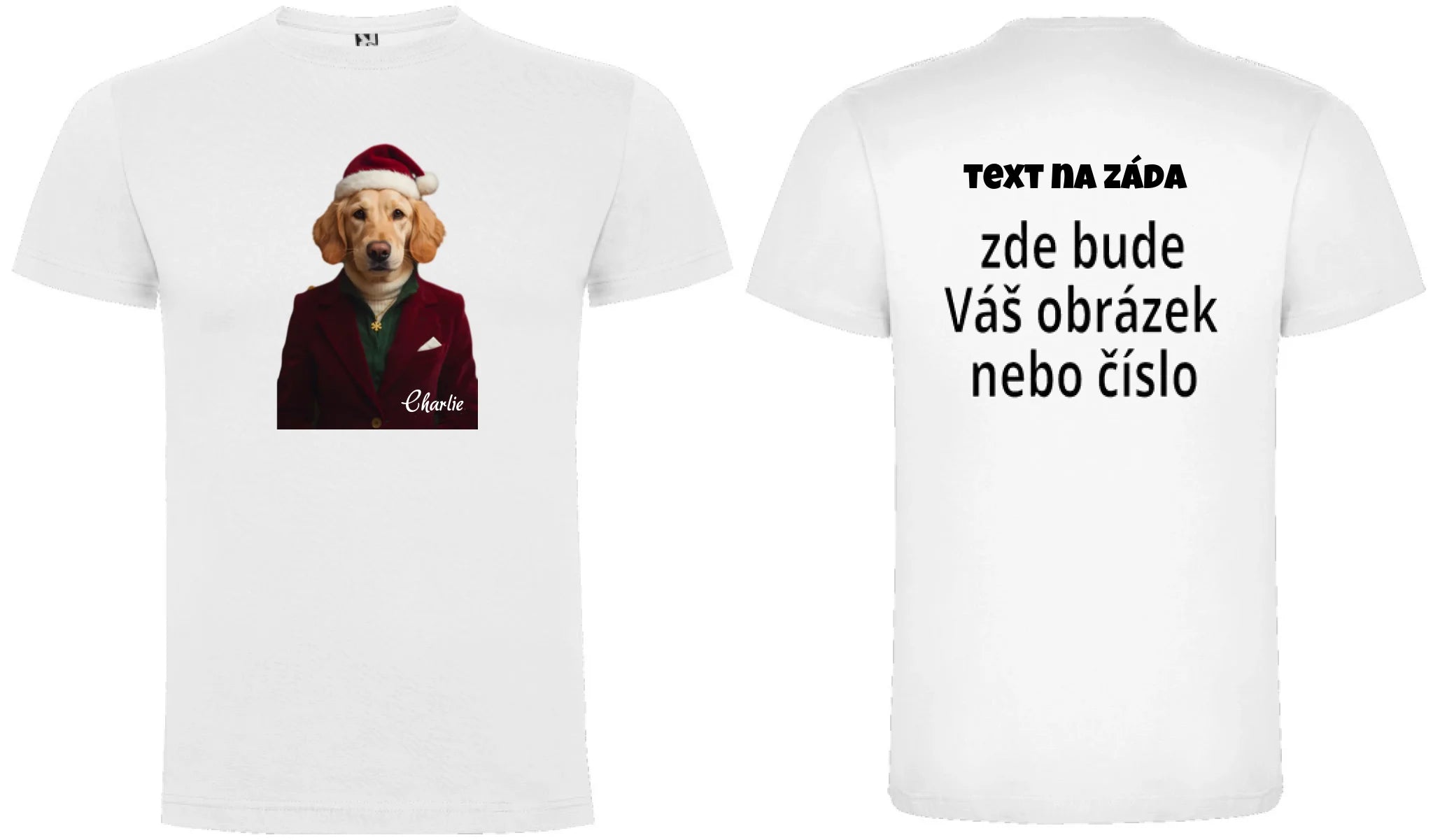 CHLAPECKÉ TRIČKO s potiskem ZVÍŘECÍ GLAMOUR PROMĚNA AI (vložíte foto, doplníte jméno) oboustranný potisk chlapecké DOGO Bílá