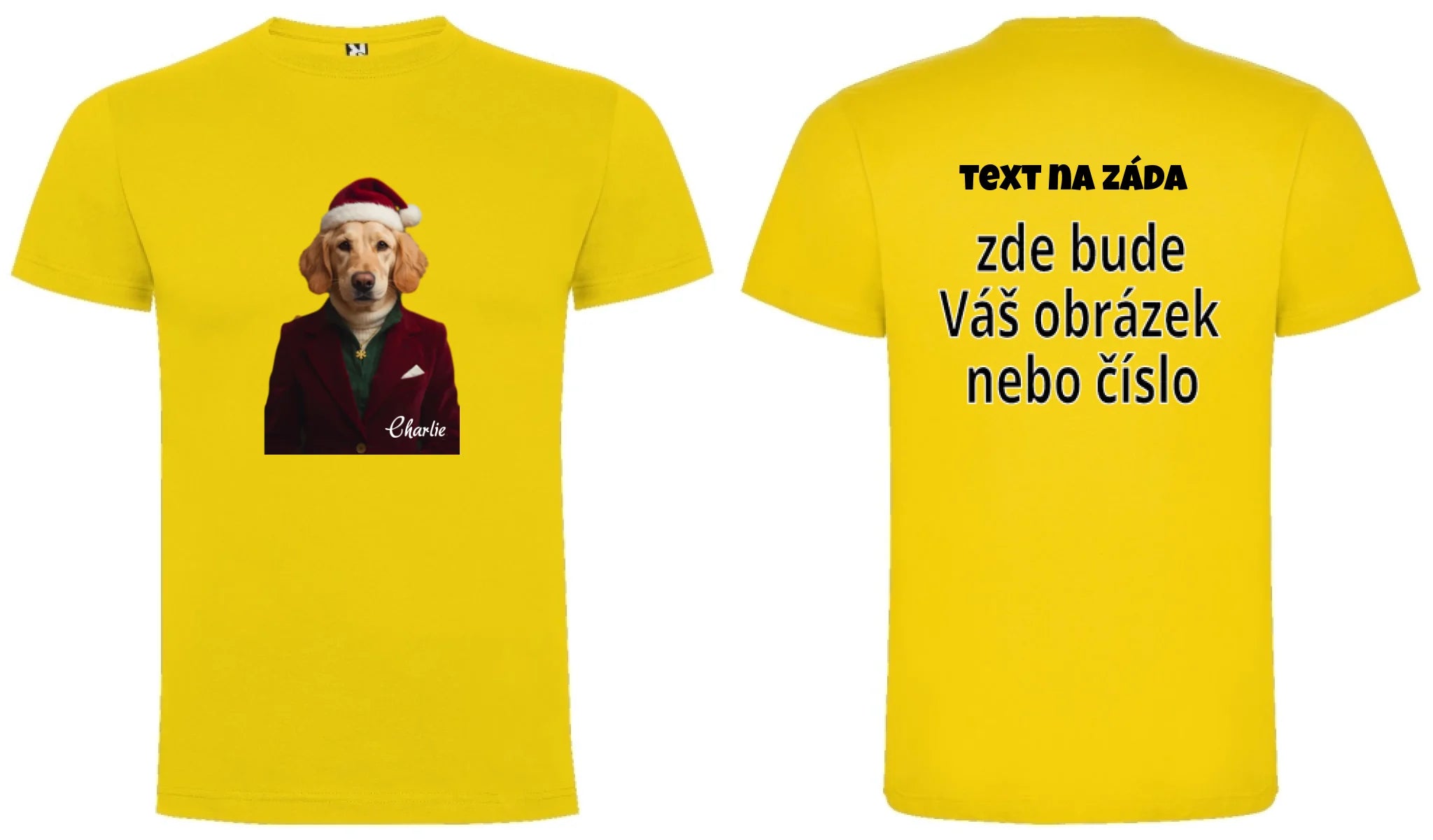 CHLAPECKÉ TRIČKO s potiskem ZVÍŘECÍ GLAMOUR PROMĚNA AI (vložíte foto, doplníte jméno) oboustranný potisk chlapecké DOGO Žlutá