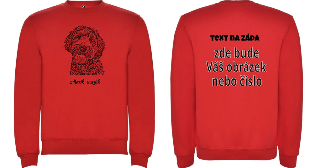 MIKINA BEZ KAPUCE UNISEX s potiskem KRESBA ZVÍŘÁTKA (vložíte fotku a necháte upravit)