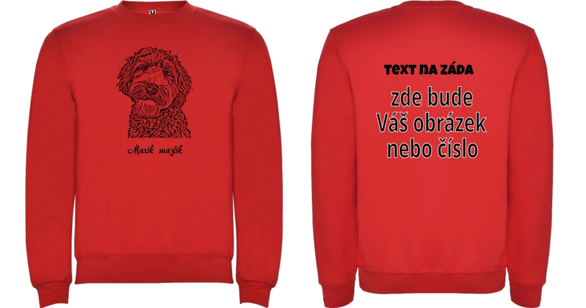 MIKINA BEZ KAPUCE UNISEX s potiskem KRESBA ZVÍŘÁTKA (vložíte fotku a necháte upravit)