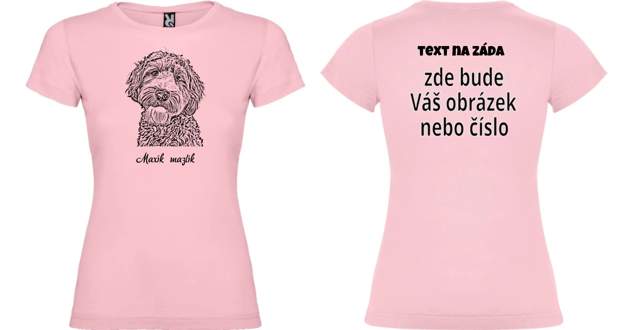 DÁMSKÉ TRIČKO s potiskem KRESBA ZVÍŘÁTKA (vložíte fotku a necháte upravit) oboustranný potisk dámské jamaica Světle růžová