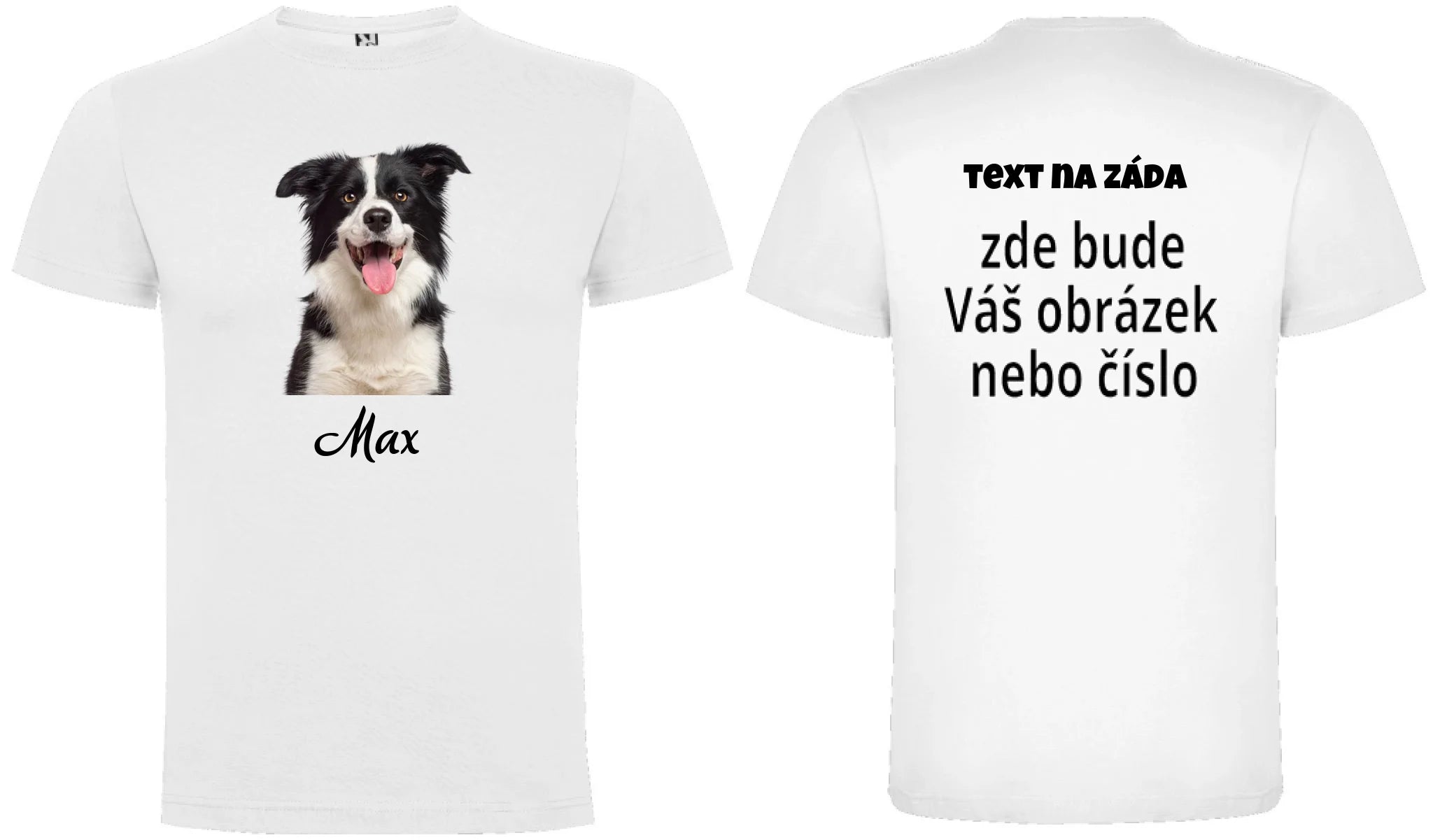 CHLAPECKÉ TRIČKO s potiskem PORTRÉT ZVÍŘETE (vložíte fotku, odstraní se pozadí, doplníte jméno) oboustranný potisk chlapecké DOGO Bílá
