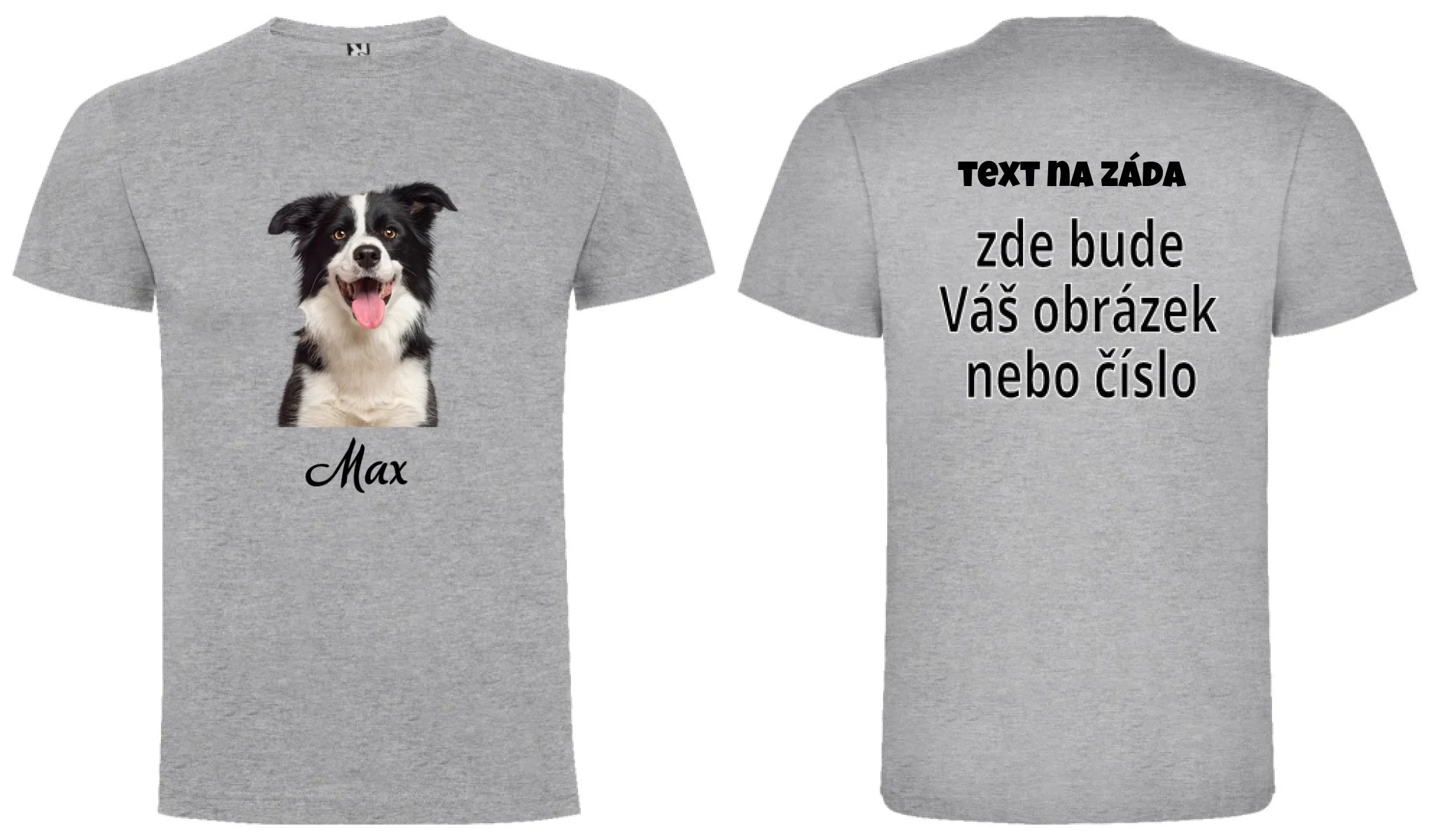 CHLAPECKÉ TRIČKO s potiskem PORTRÉT ZVÍŘETE (vložíte fotku, odstraní se pozadí, doplníte jméno) oboustranný potisk chlapecké DOGO Melír